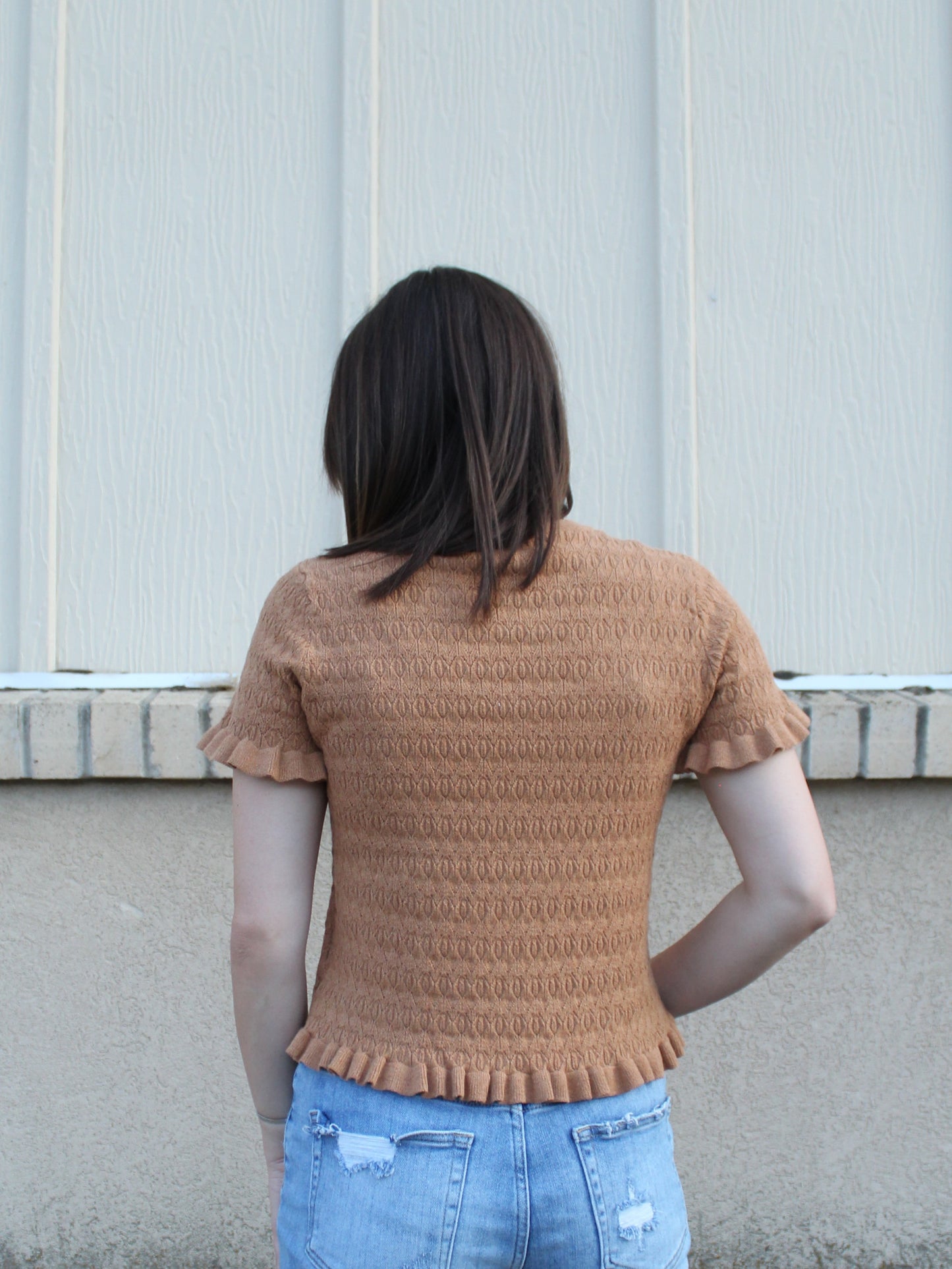 Road trip Ruffles Top in Burnt Orange