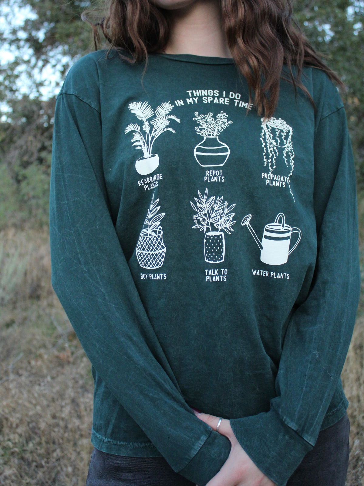 Things I Do in My Spare Time Long Sleeve Forest Green Top