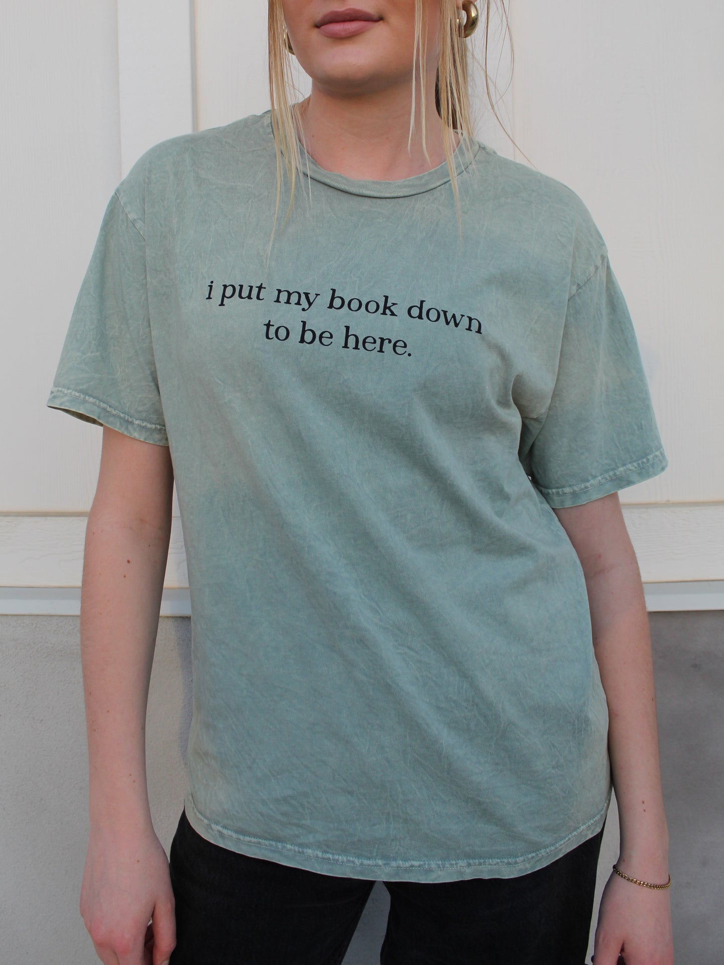 A Book Lover’s Graphic Tee in Sage