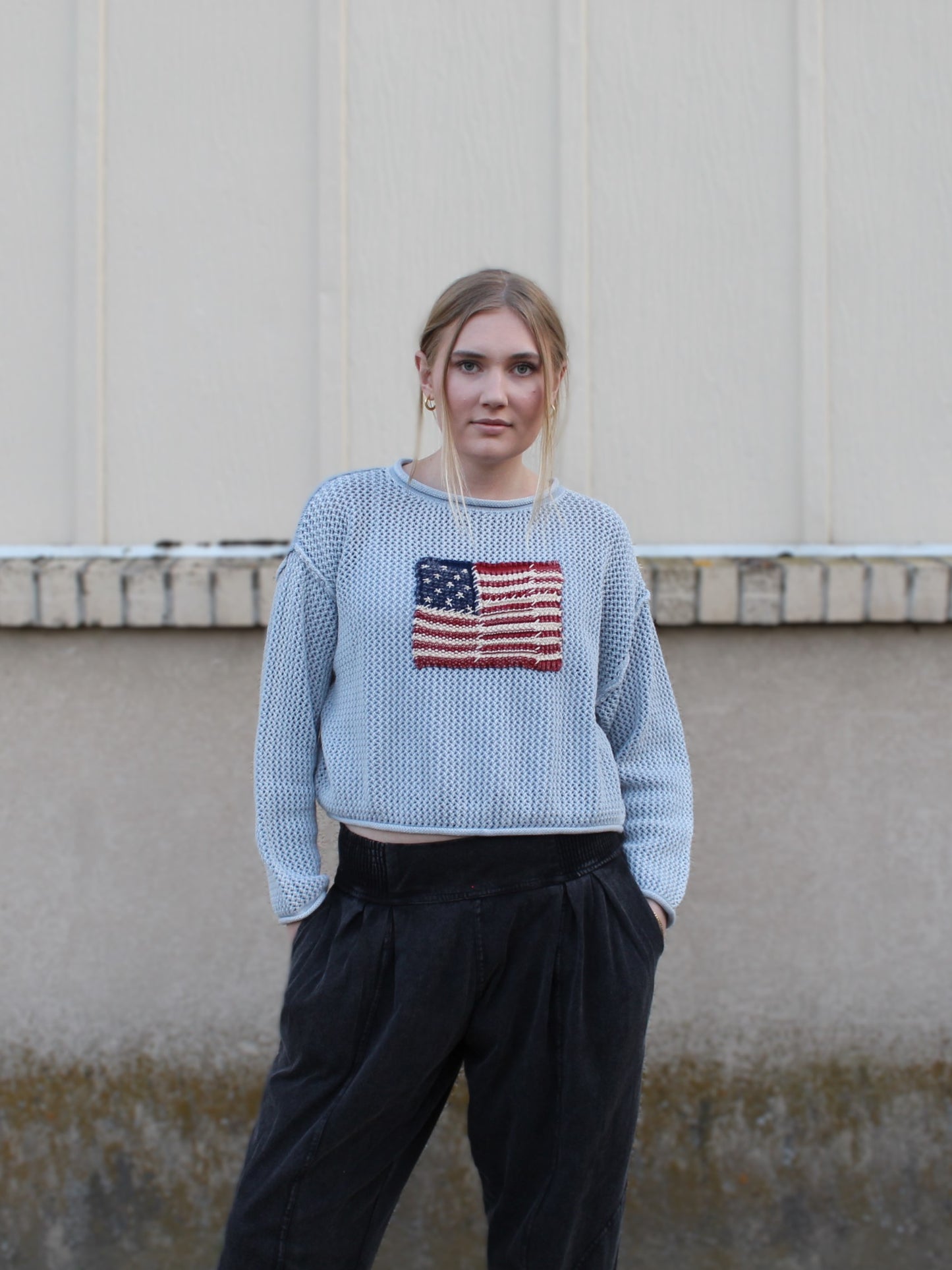American Beauty Knit Top in Dusty Blue