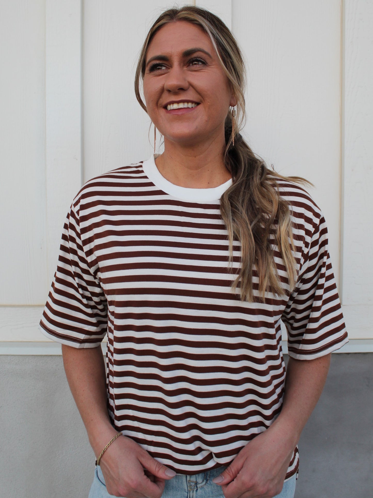 Ophelia Striped Top in Chocolate