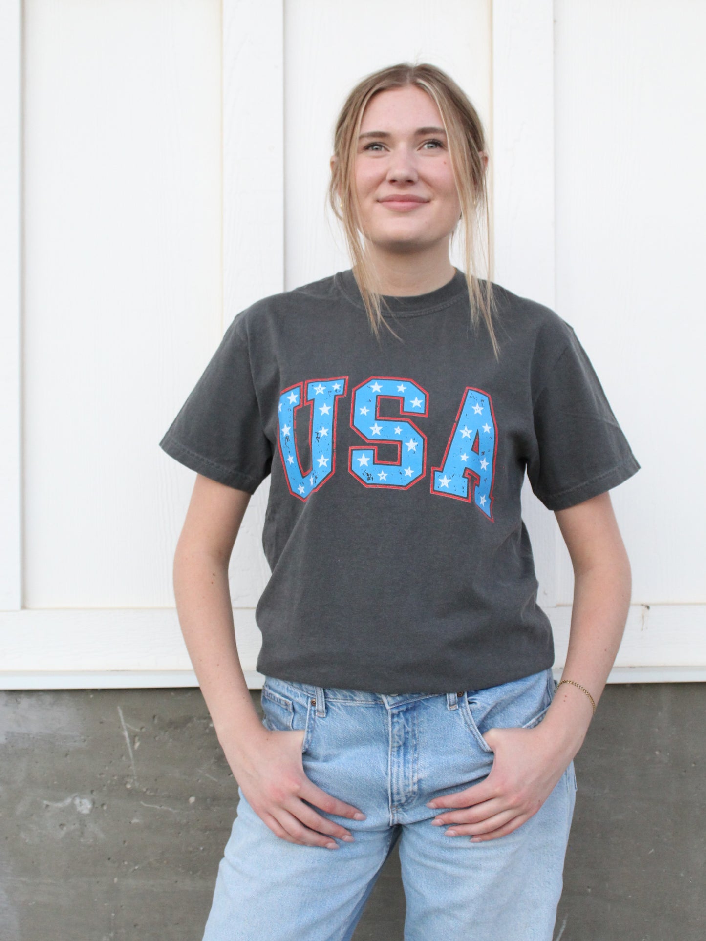'USA' Graphic Tee in Charcoal