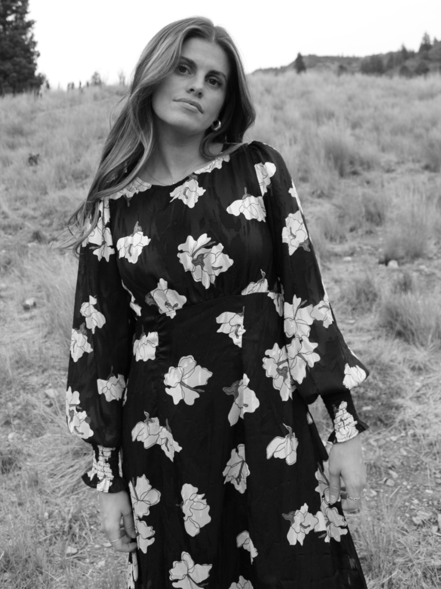 The Lana Floral Dress in Black