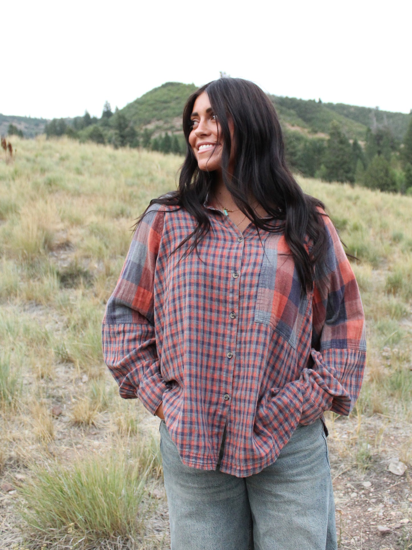 Pretty in Plaid Button Up Top