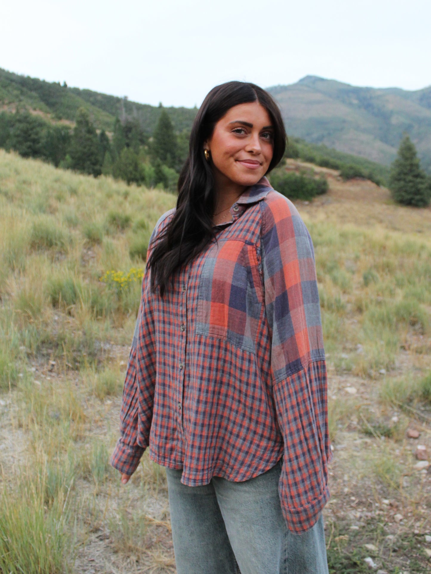 Pretty in Plaid Button Up Top