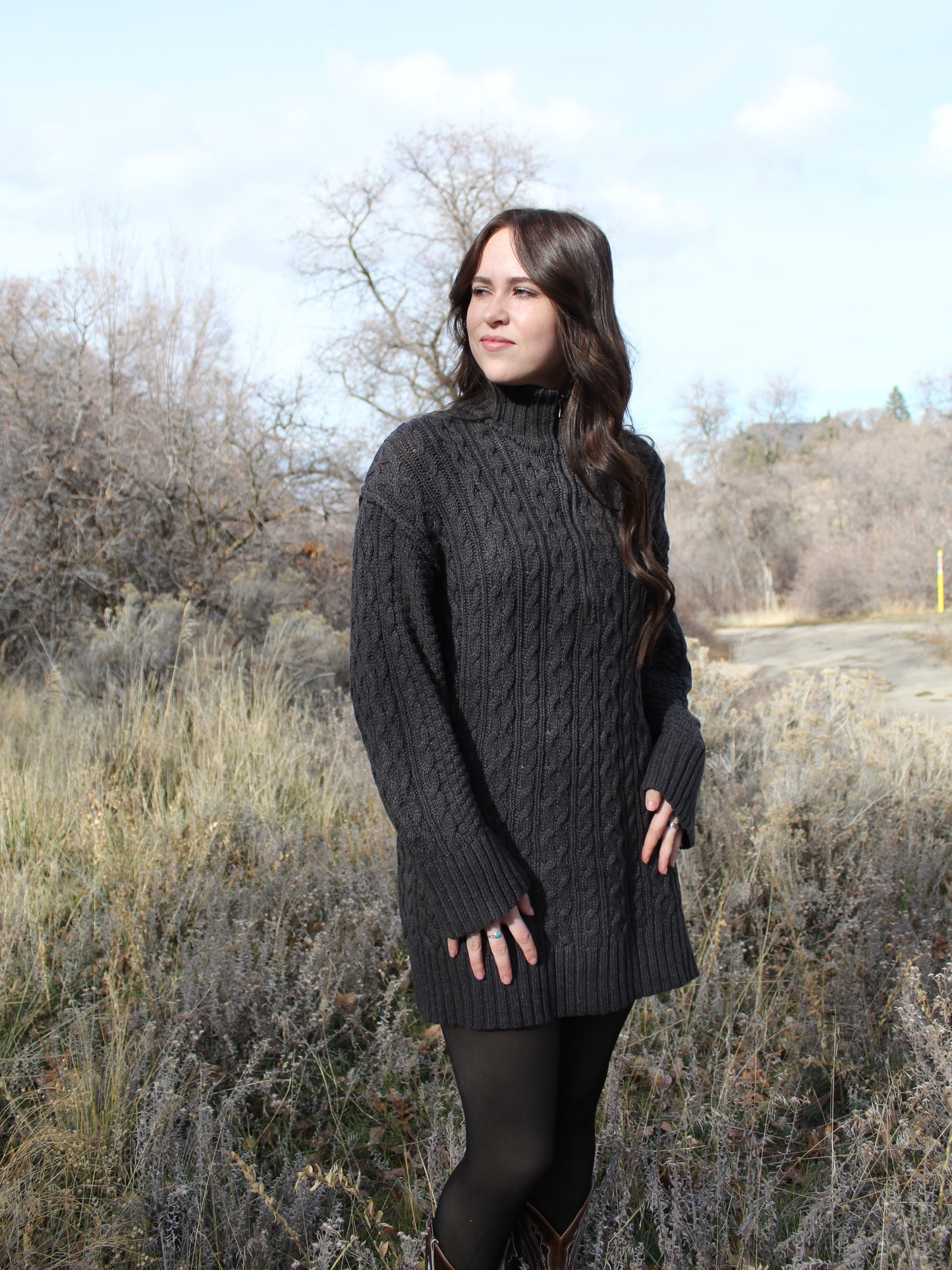 The Kara Cable Knit Sweater Mini Dress