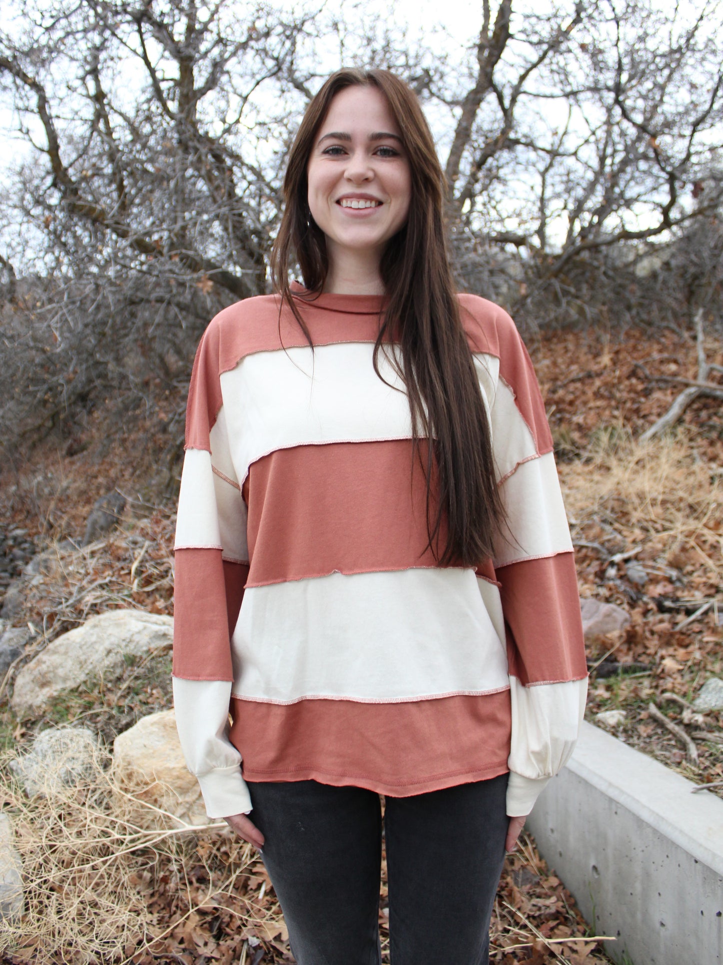 The Nicole Top in Terracotta/Butter