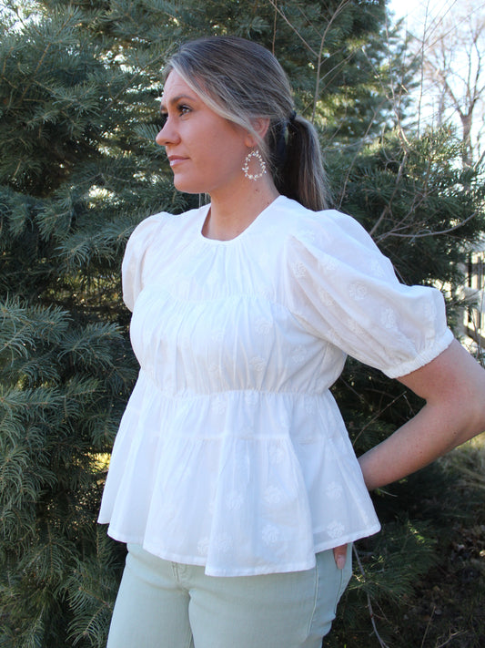 Here You Come Again Peplum Blouse