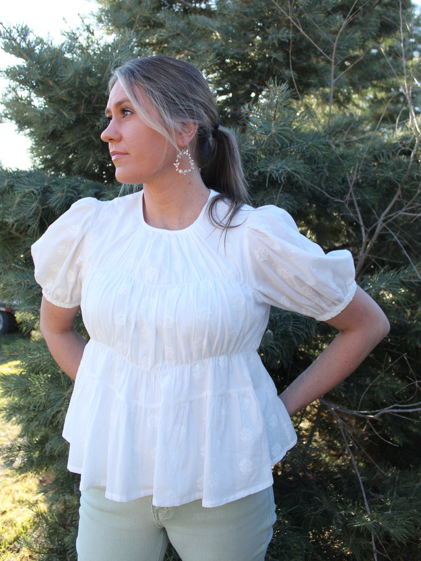 Here You Come Again Peplum Blouse