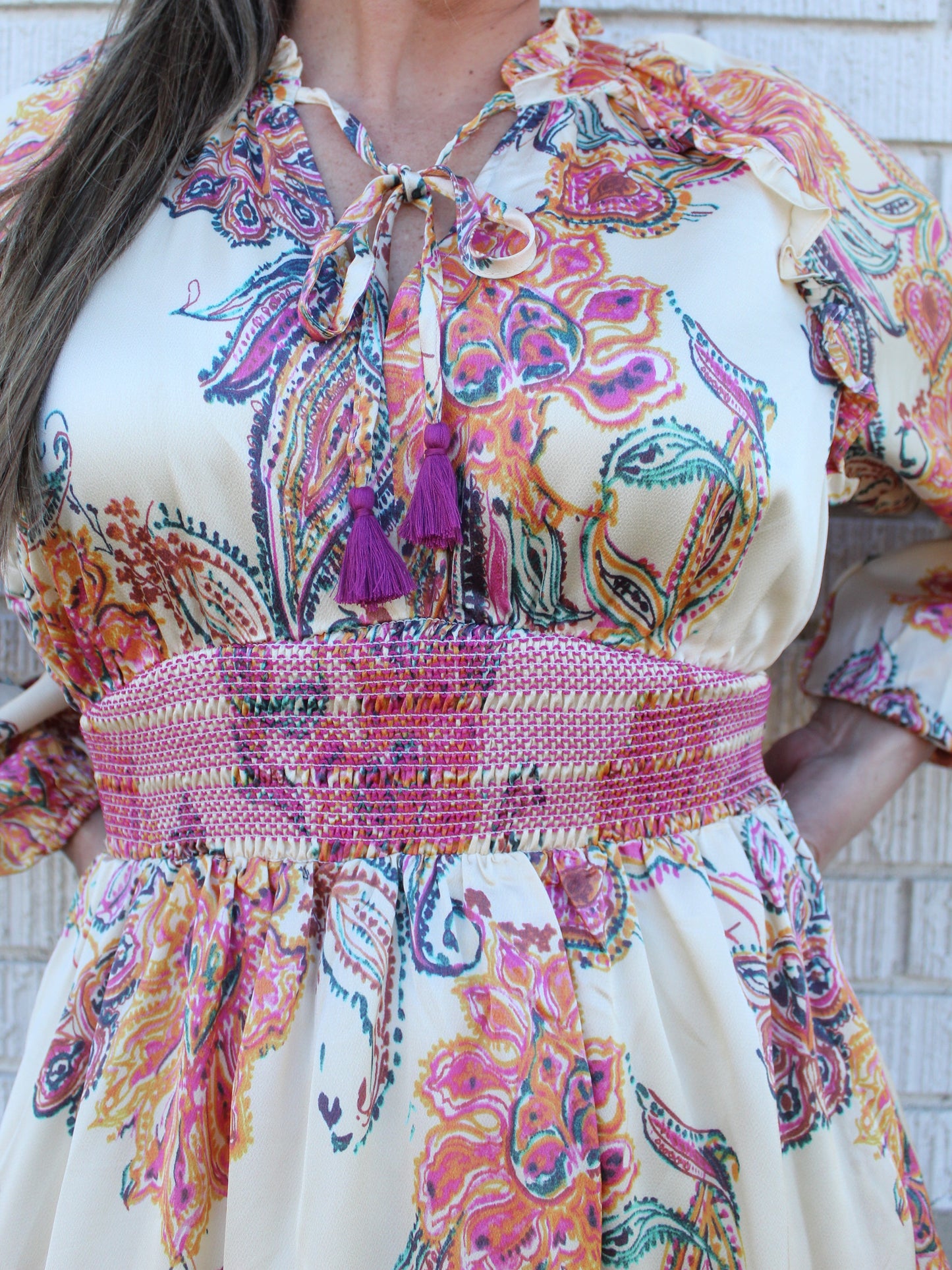 Go With the Flow Paisley Dress in Cream