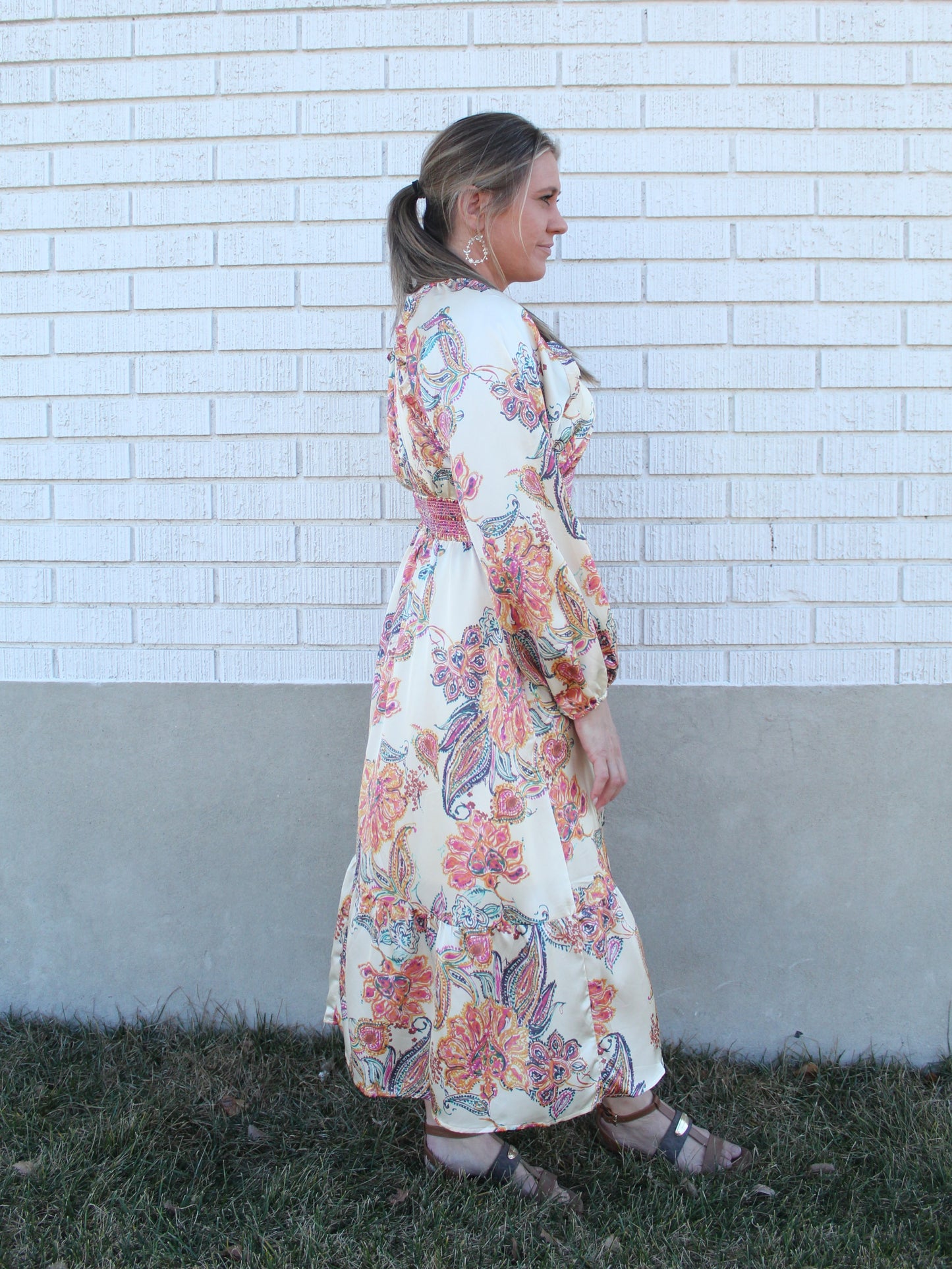 Go With the Flow Paisley Dress in Cream