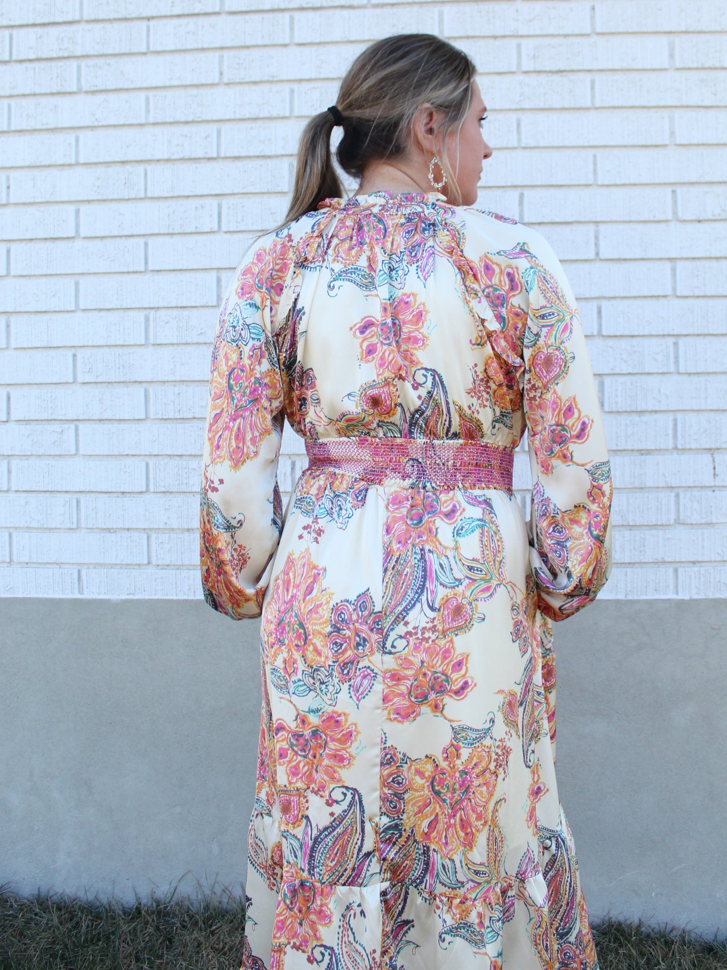 Go With the Flow Paisley Dress in Cream