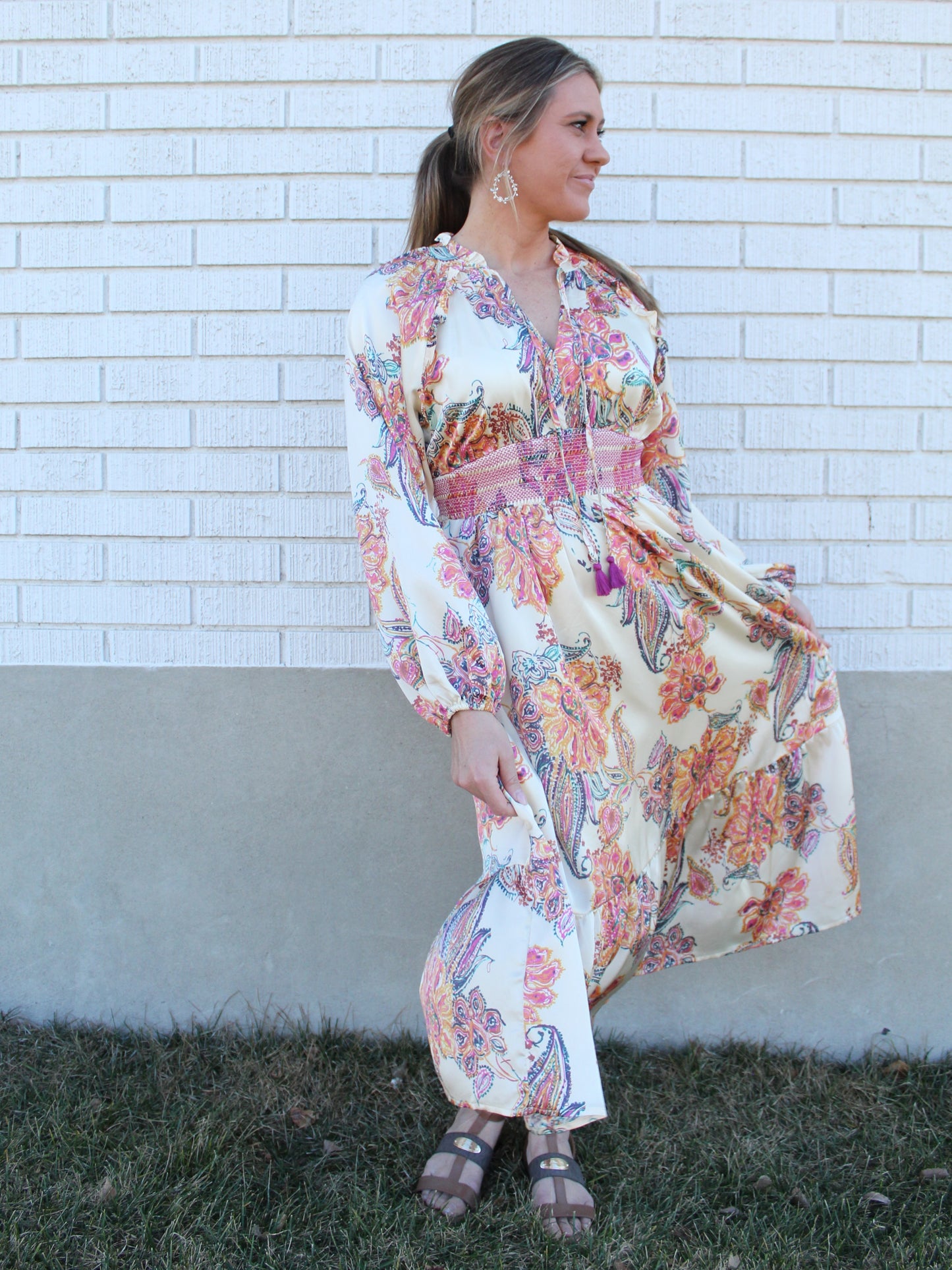 Go With the Flow Paisley Dress in Cream