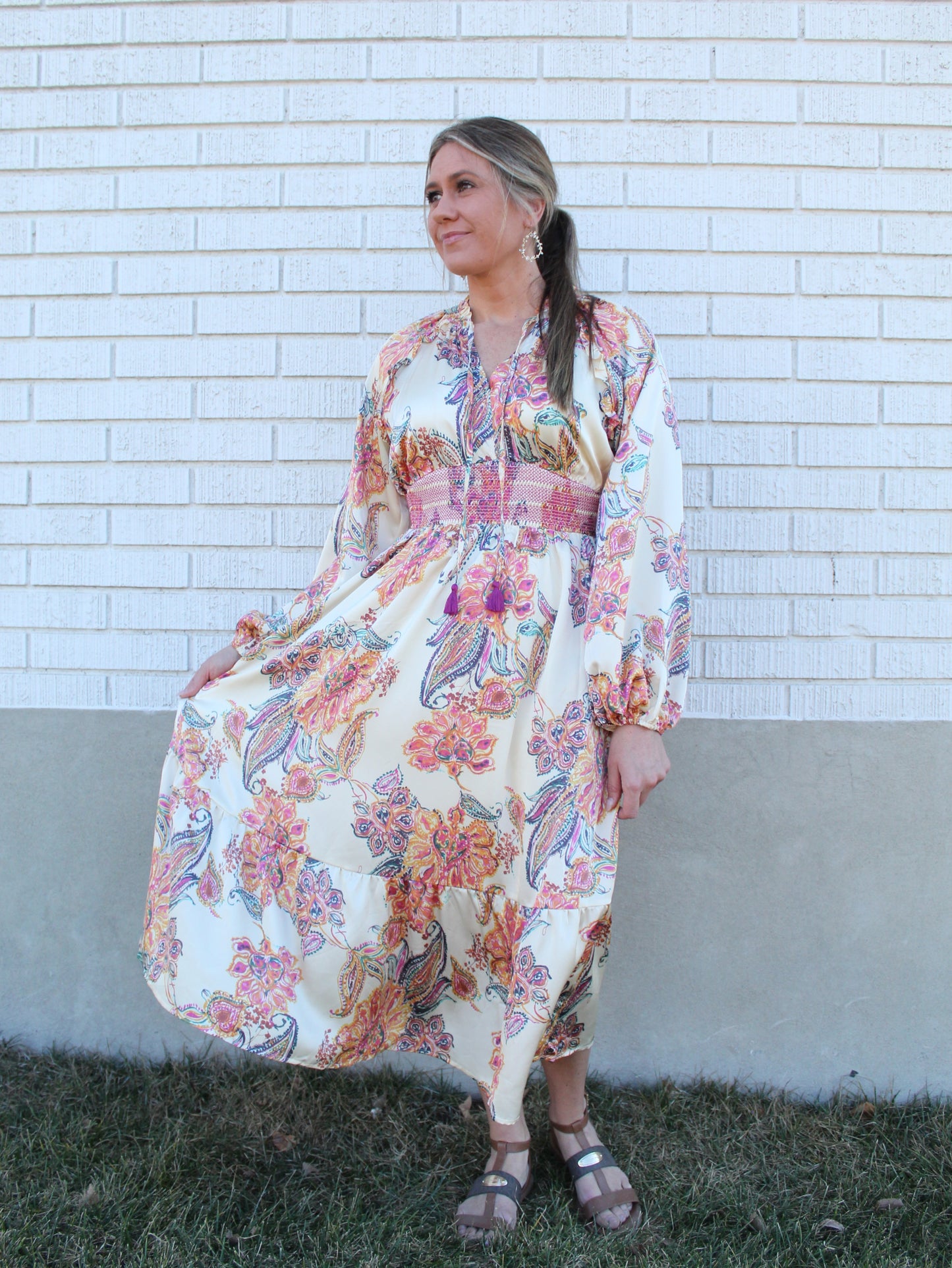 Go With the Flow Paisley Dress in Cream