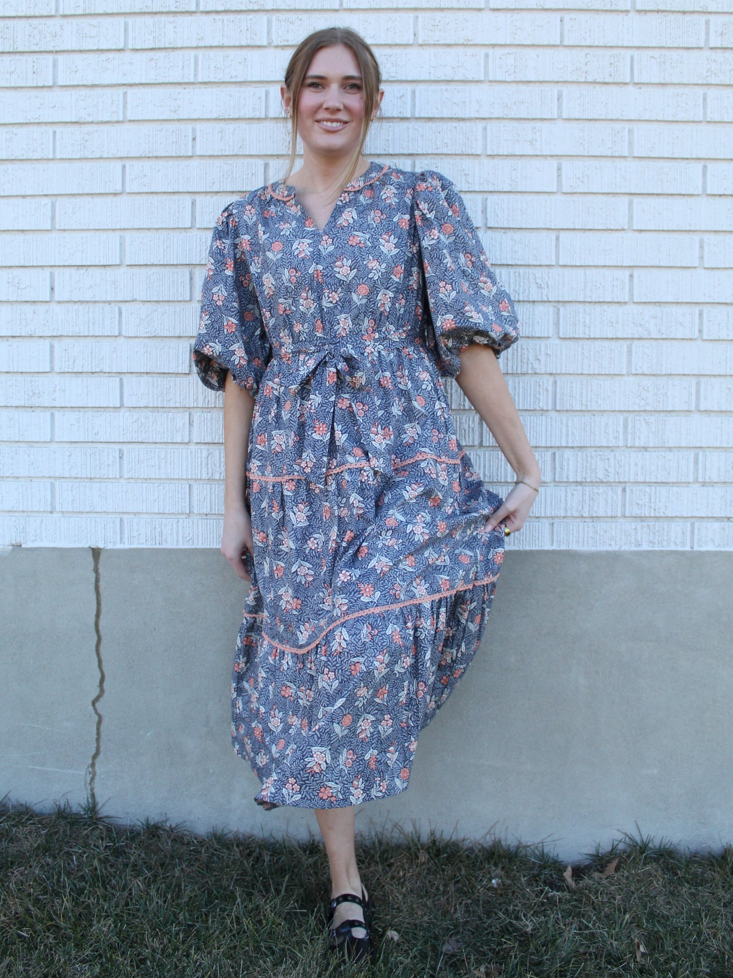 Dear Jane Dress in Steel Blue