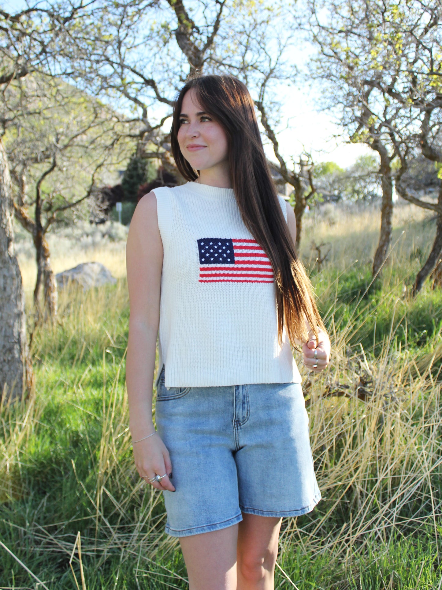 All American Knit Tank in White