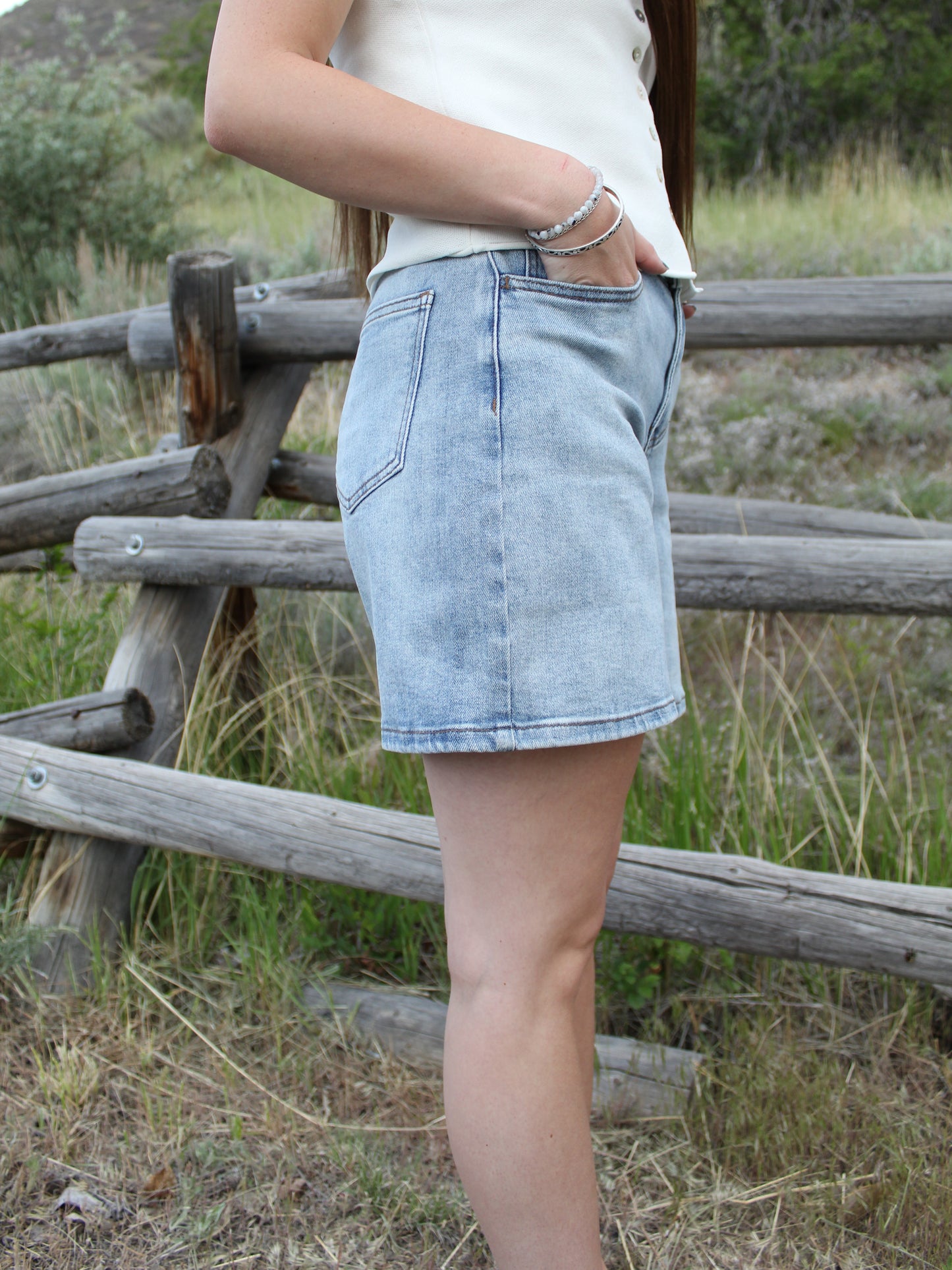 Fit and Flare Denim Shorts
