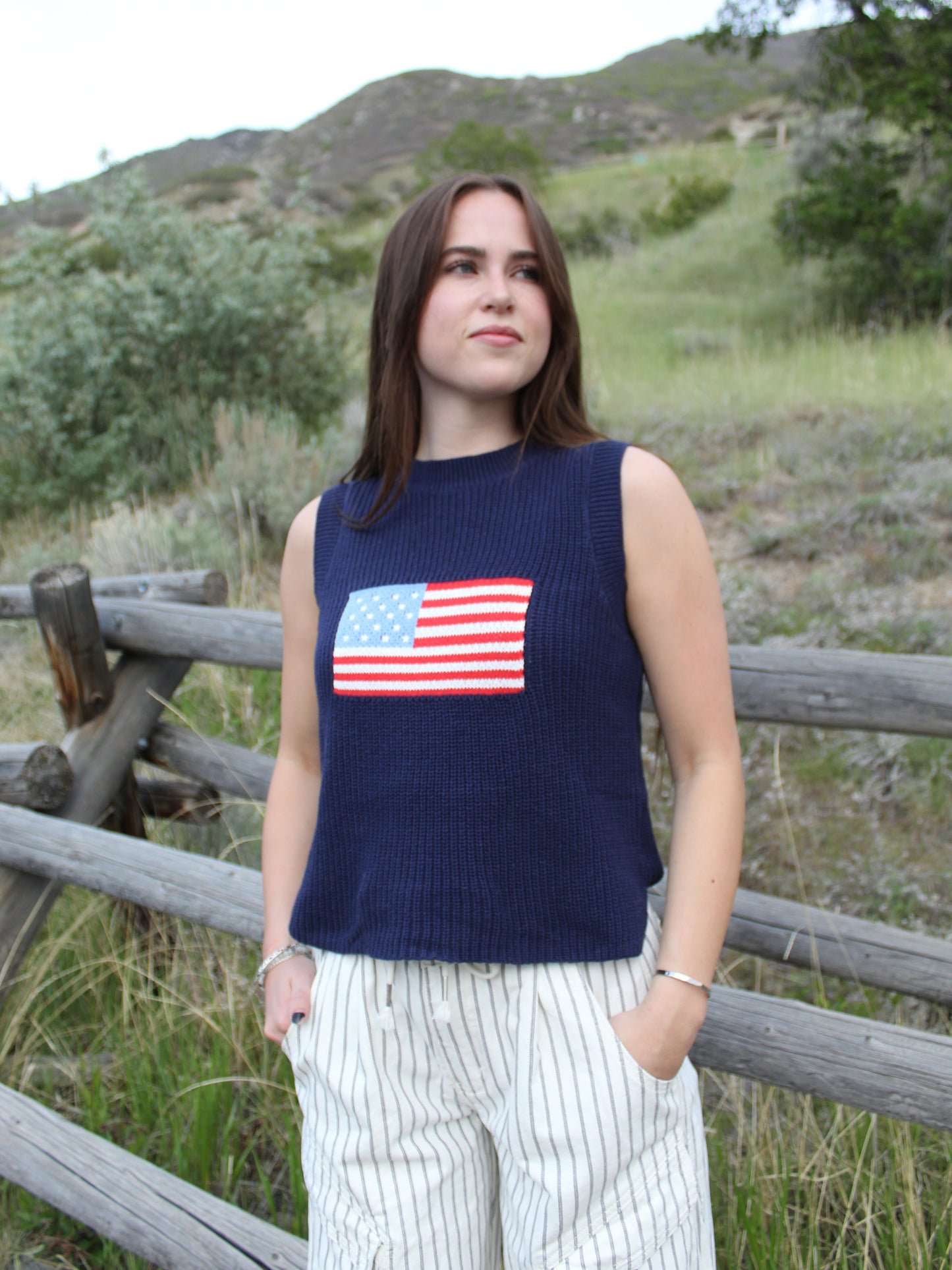 All American Knit Tank in Navy