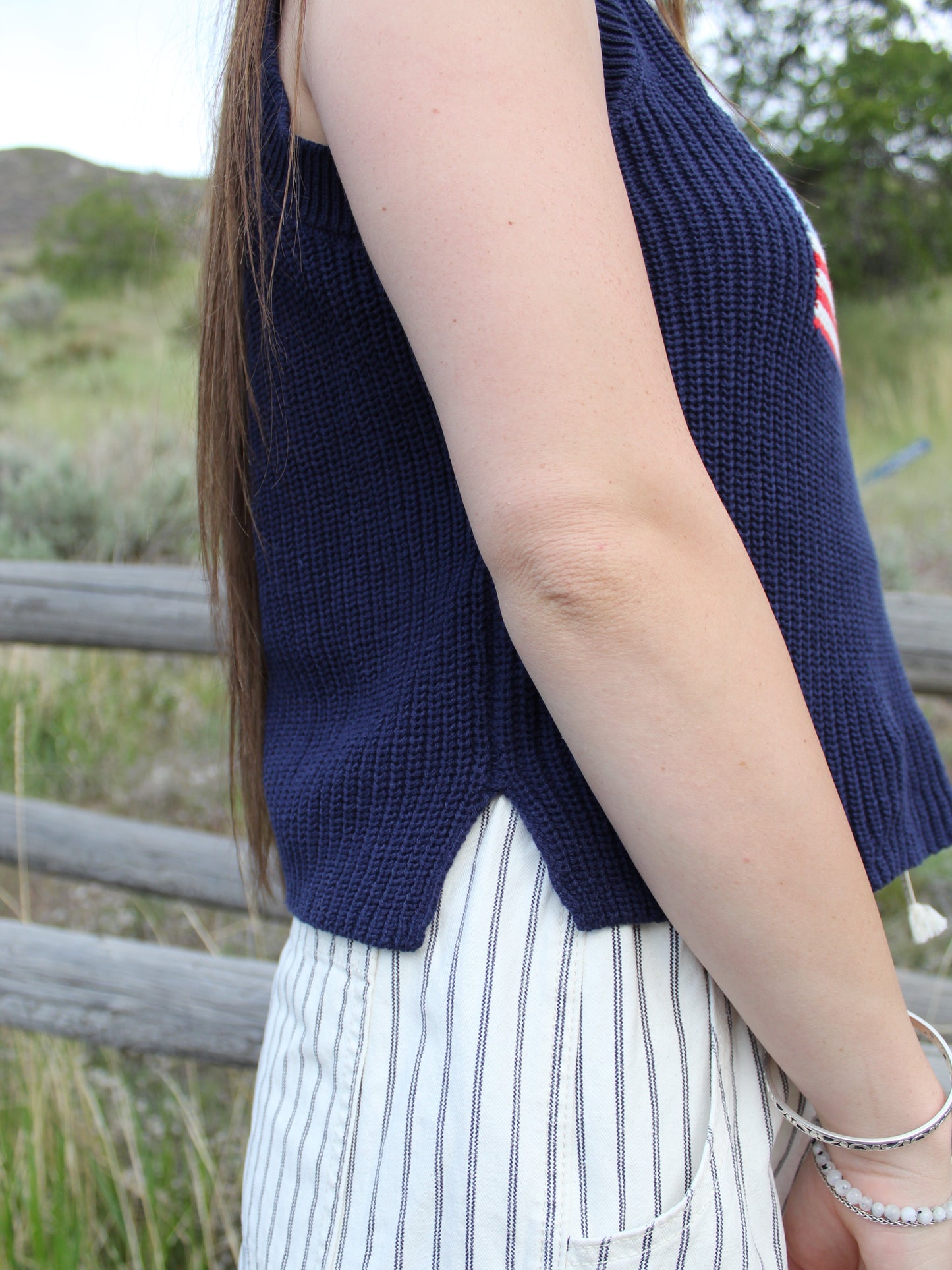All American Knit Tank in Navy
