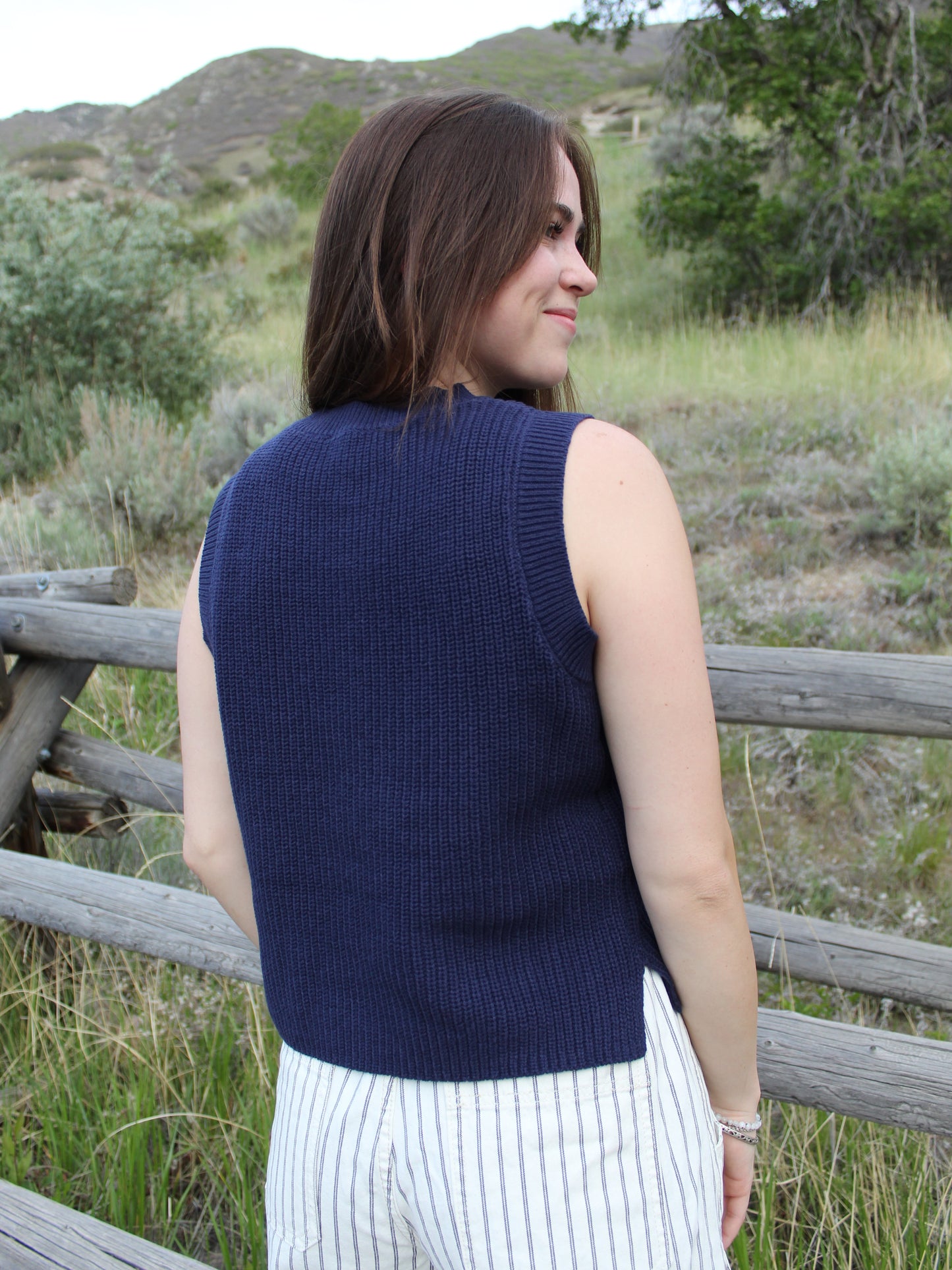 All American Knit Tank in Navy