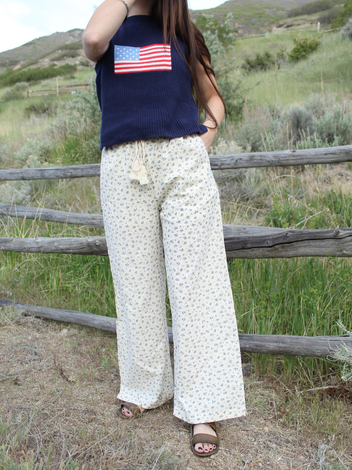 Delicate Flower Pant in Blue