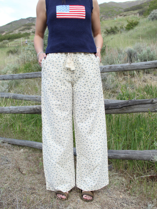 Delicate Flower Pant in Blue