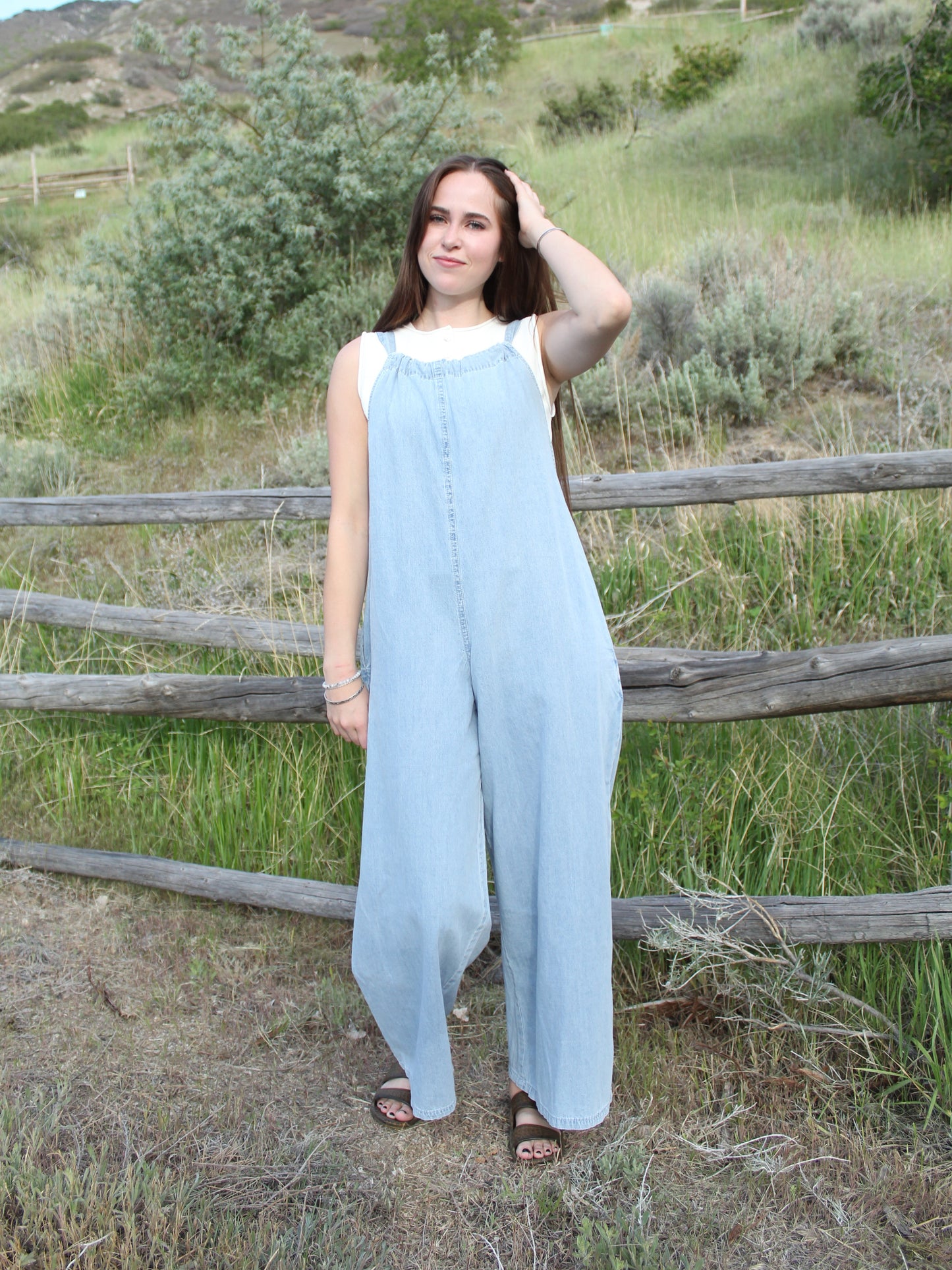 Denim Bow Jumpsuit