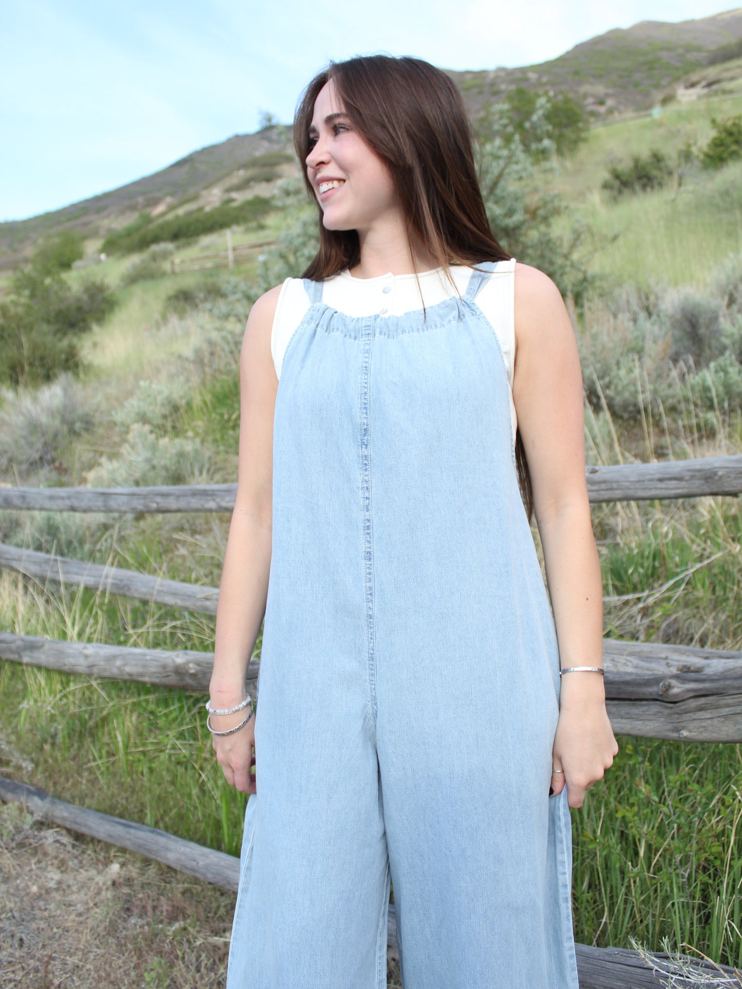 Denim Bow Jumpsuit