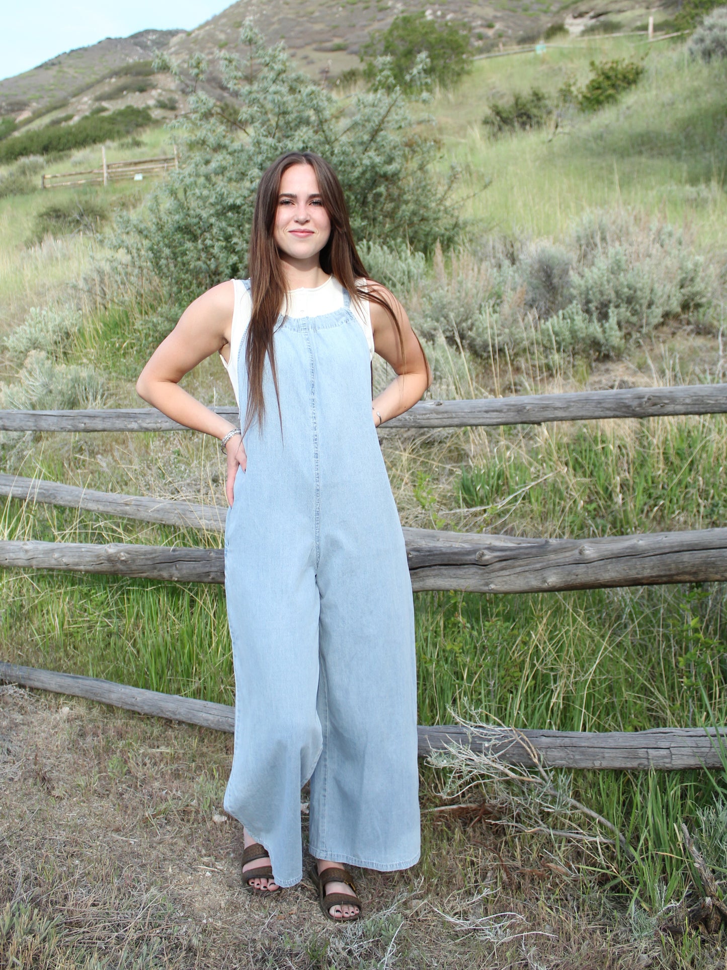 Denim Bow Jumpsuit