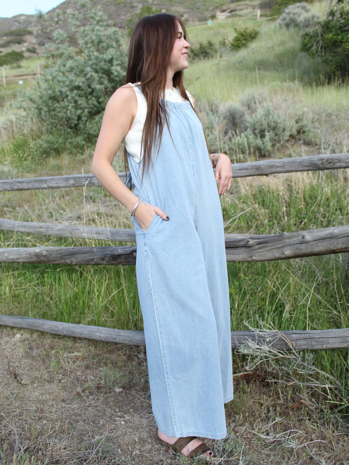 Denim Bow Jumpsuit