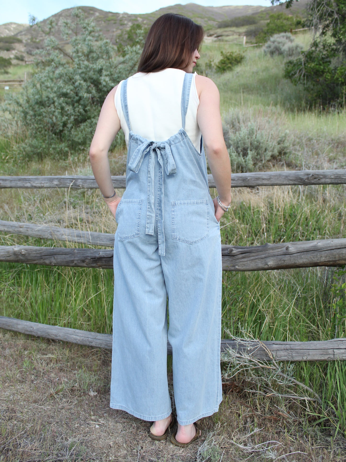 Denim Bow Jumpsuit