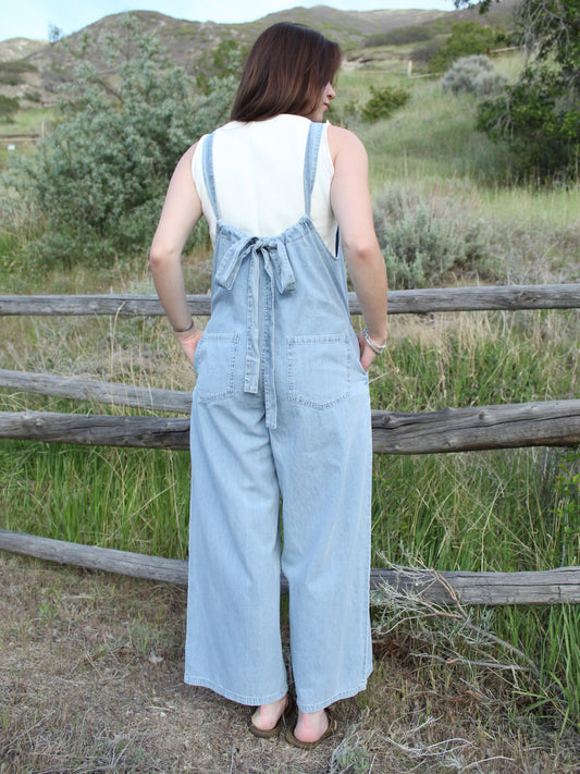 Denim Bow Jumpsuit