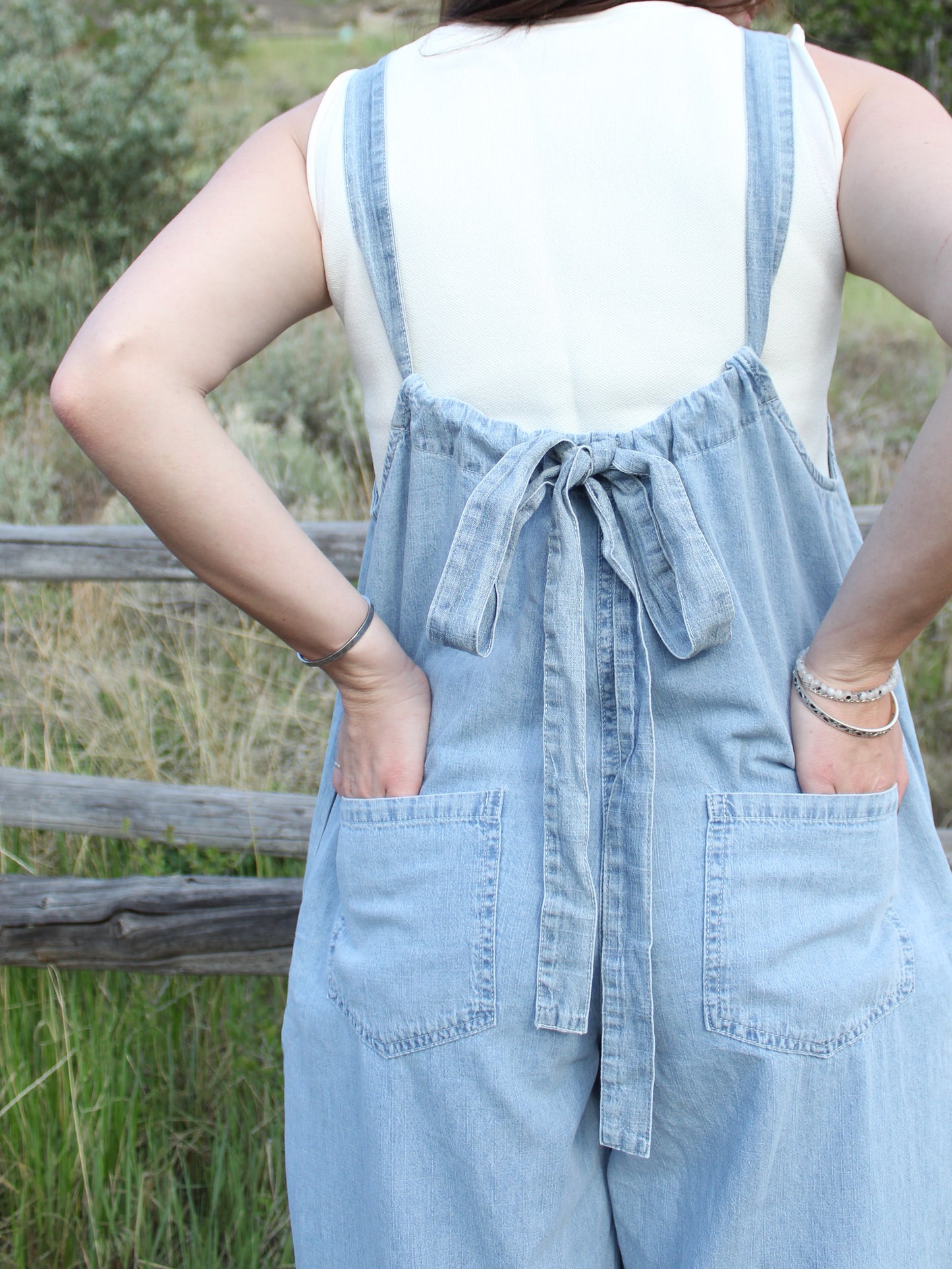 Denim Bow Jumpsuit