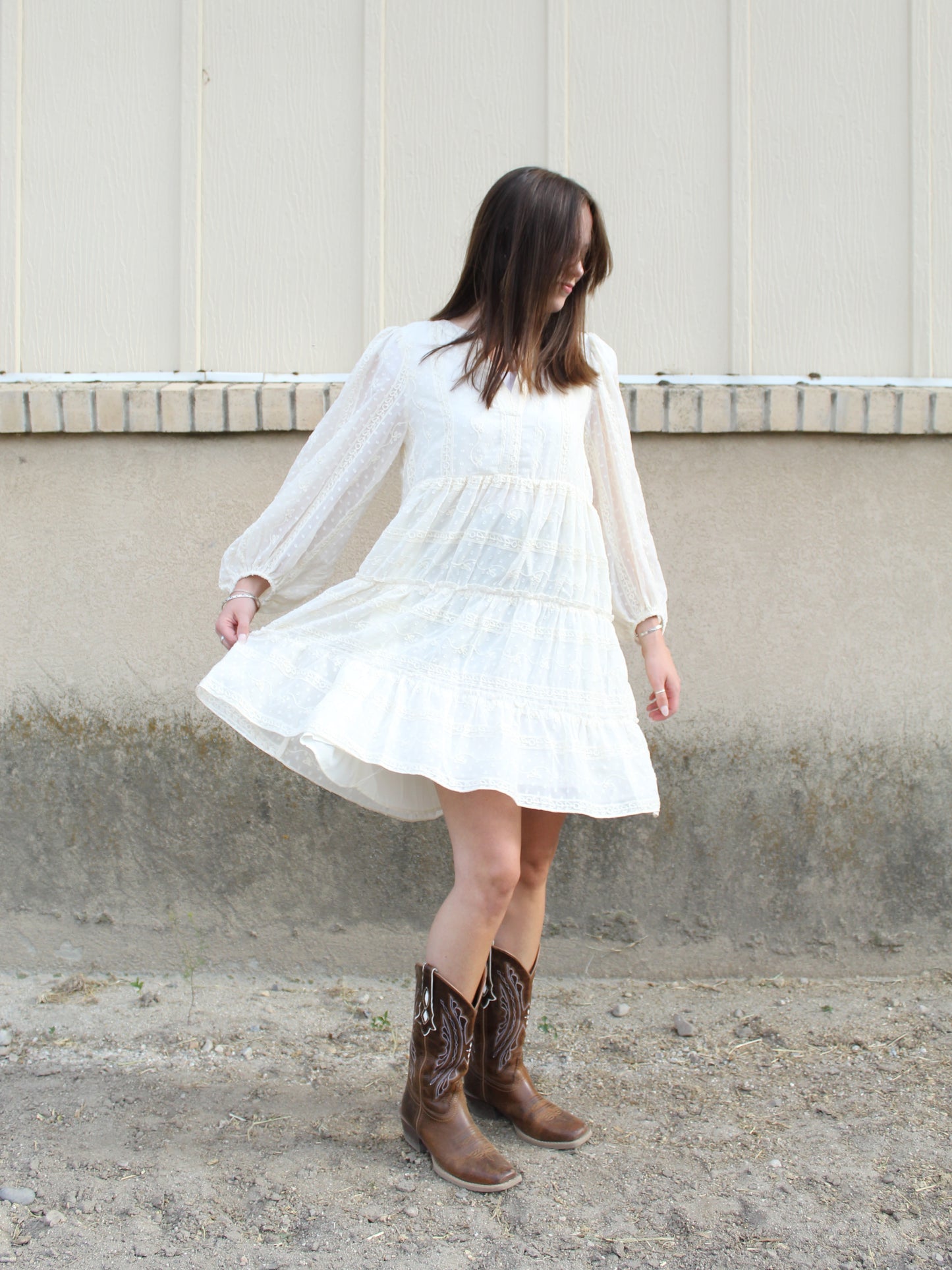 Remember Me Embroidered Dress in Ivory