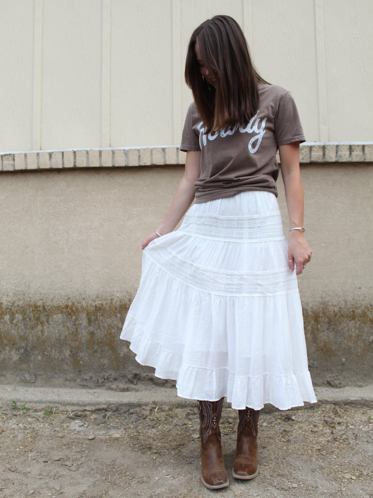 Pure & True Ruffle Skirt in White