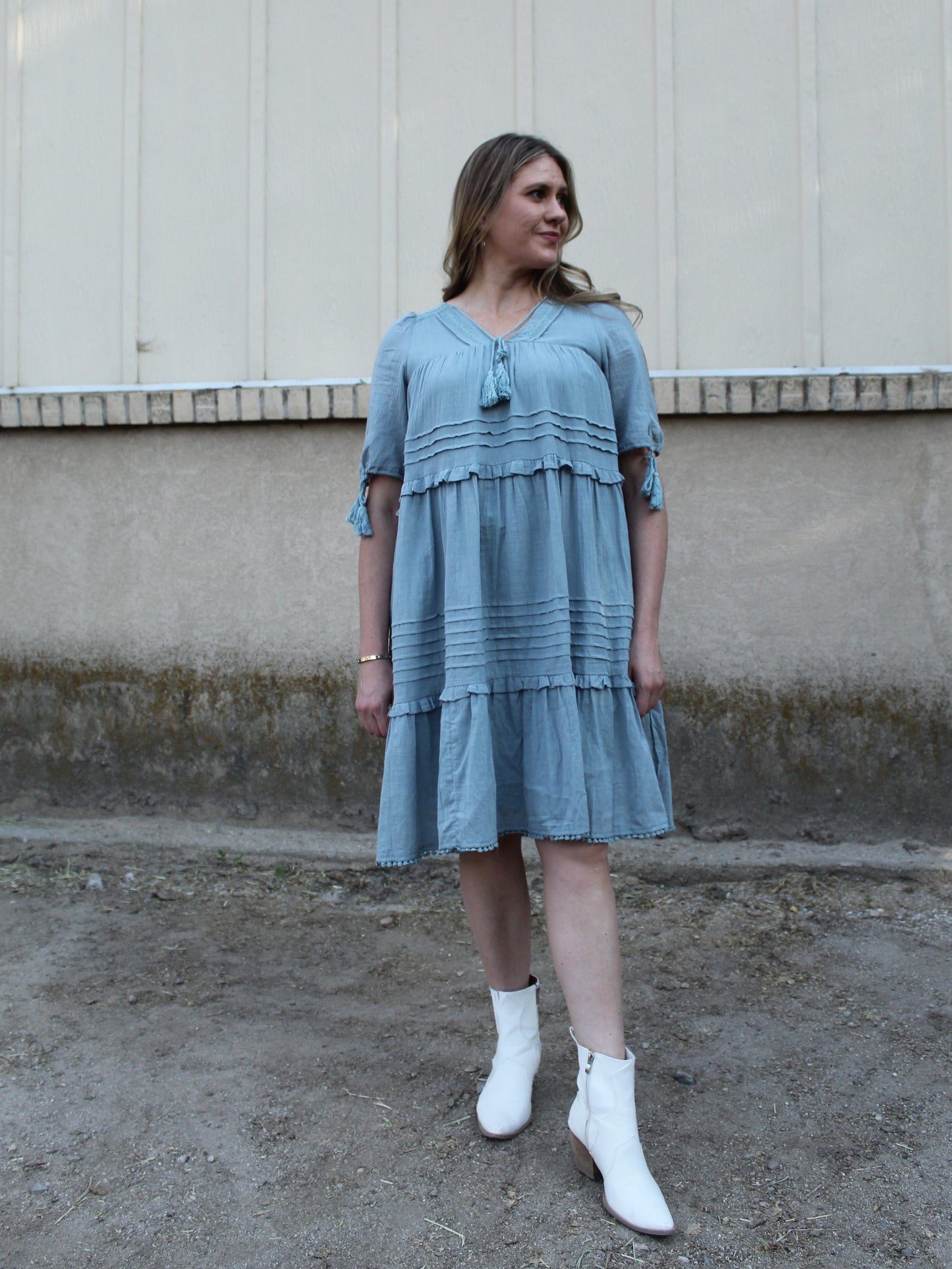 Free Spirit Tassel Dress in Deep Sage