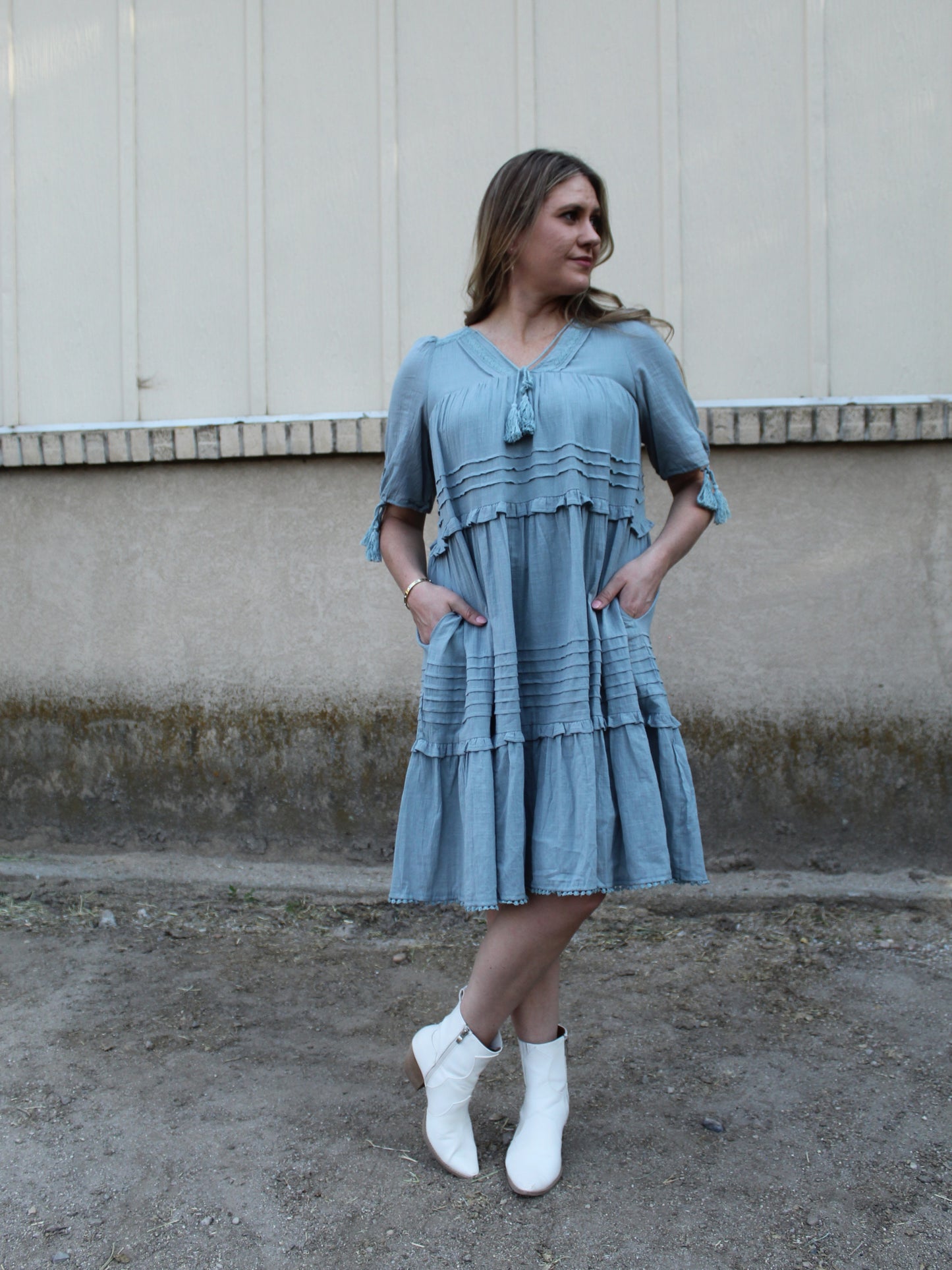 Free Spirit Tassel Dress in Deep Sage
