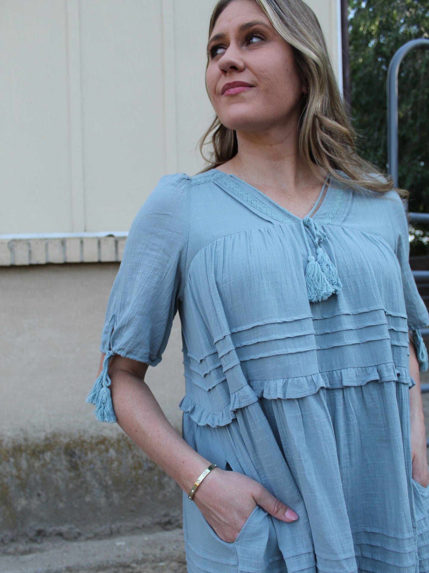Free Spirit Tassel Dress in Deep Sage