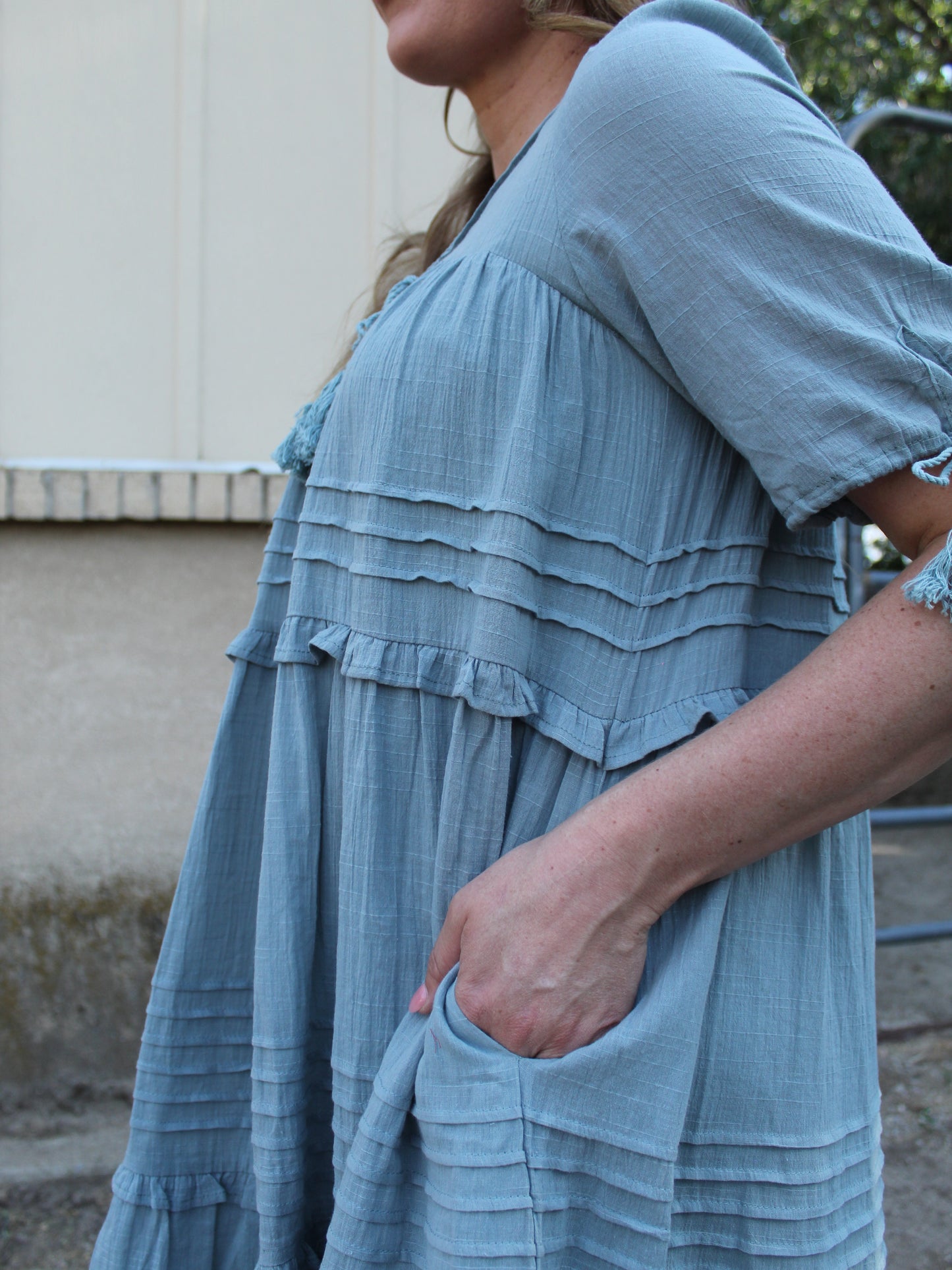 Free Spirit Tassel Dress in Deep Sage