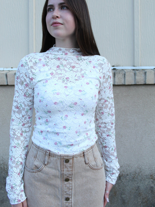 Day Dreaming Floral Mesh Top in Pink