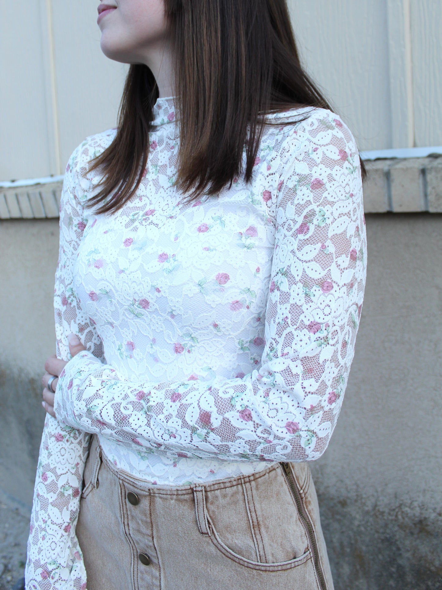 Day Dreaming Floral Mesh Top in Pink