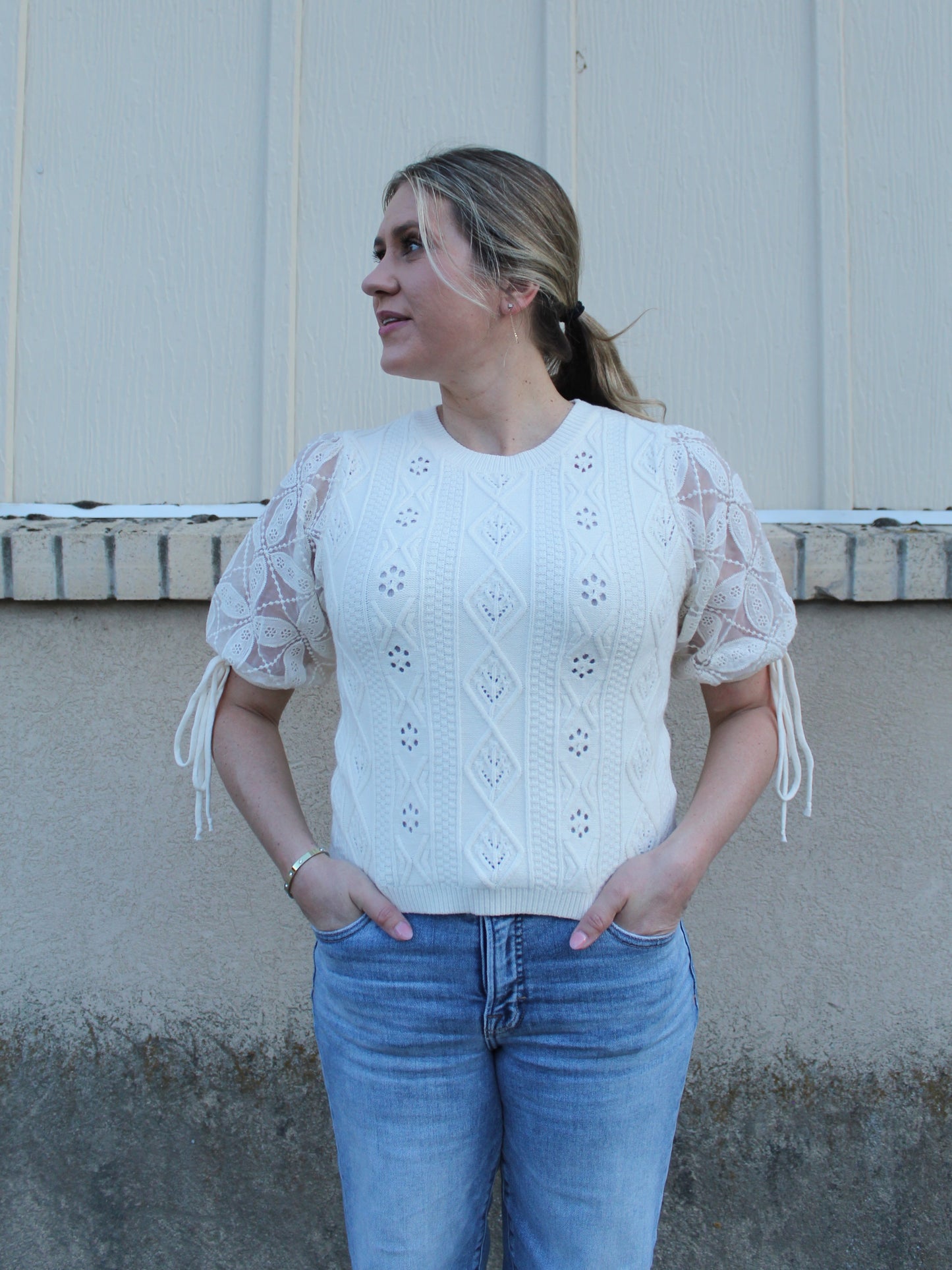 The Phoebe Knit Top in Cream