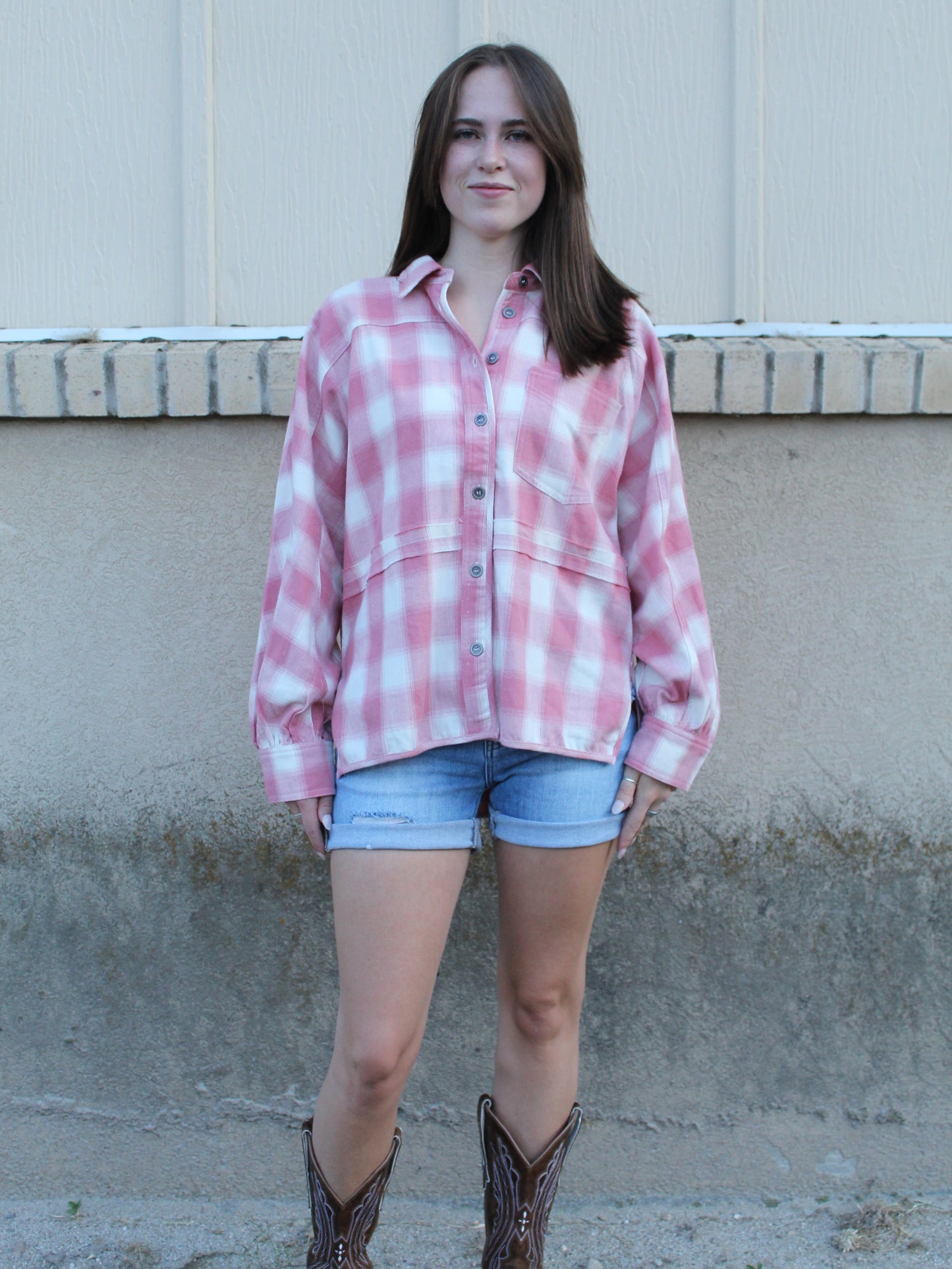 Popular, Pink & Plaid Button up Shacket
