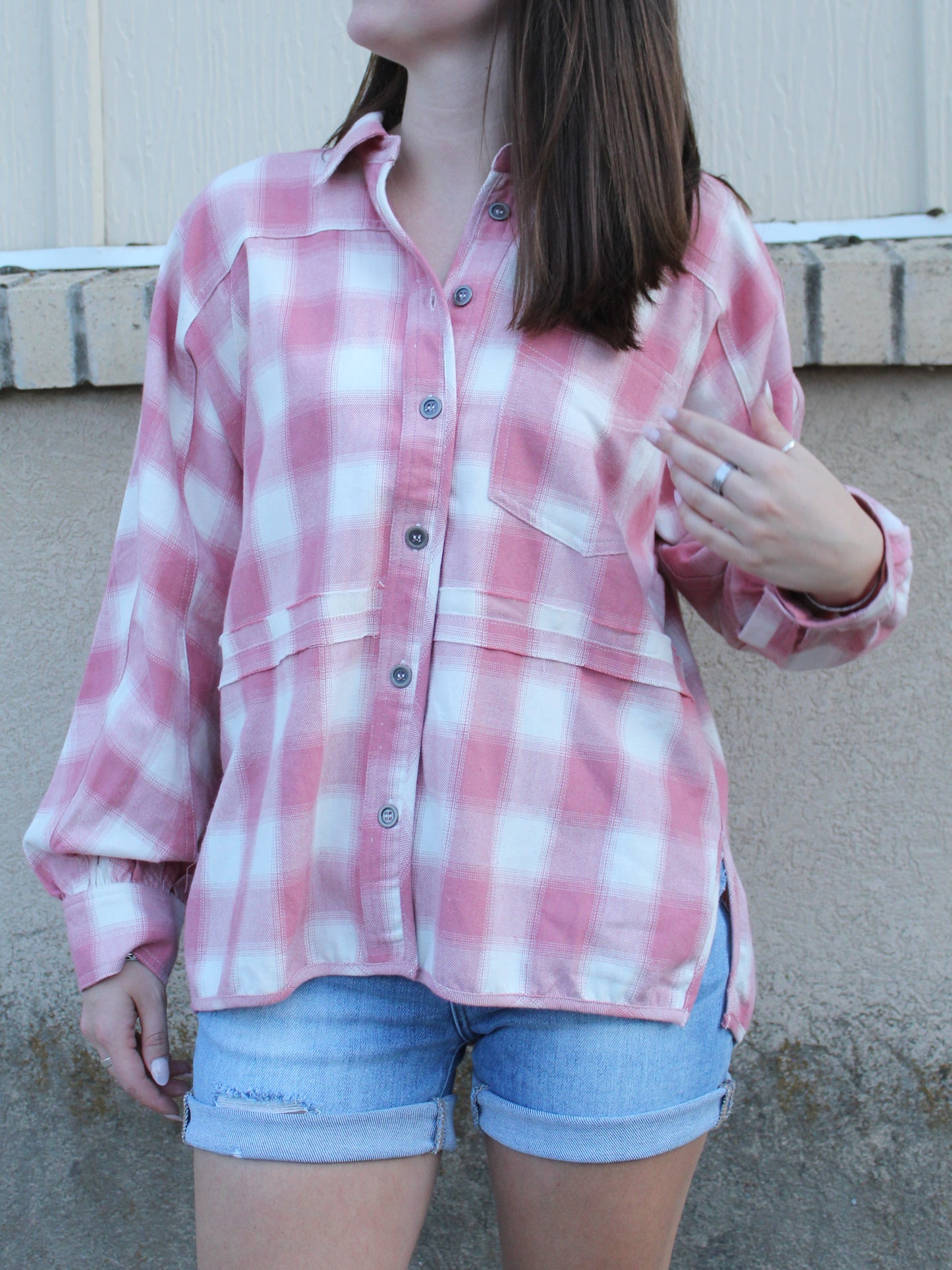 Popular, Pink & Plaid Button up Shacket