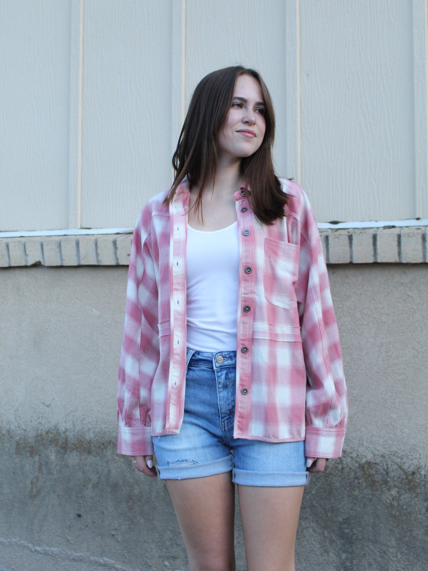 Popular, Pink & Plaid Button up Shacket