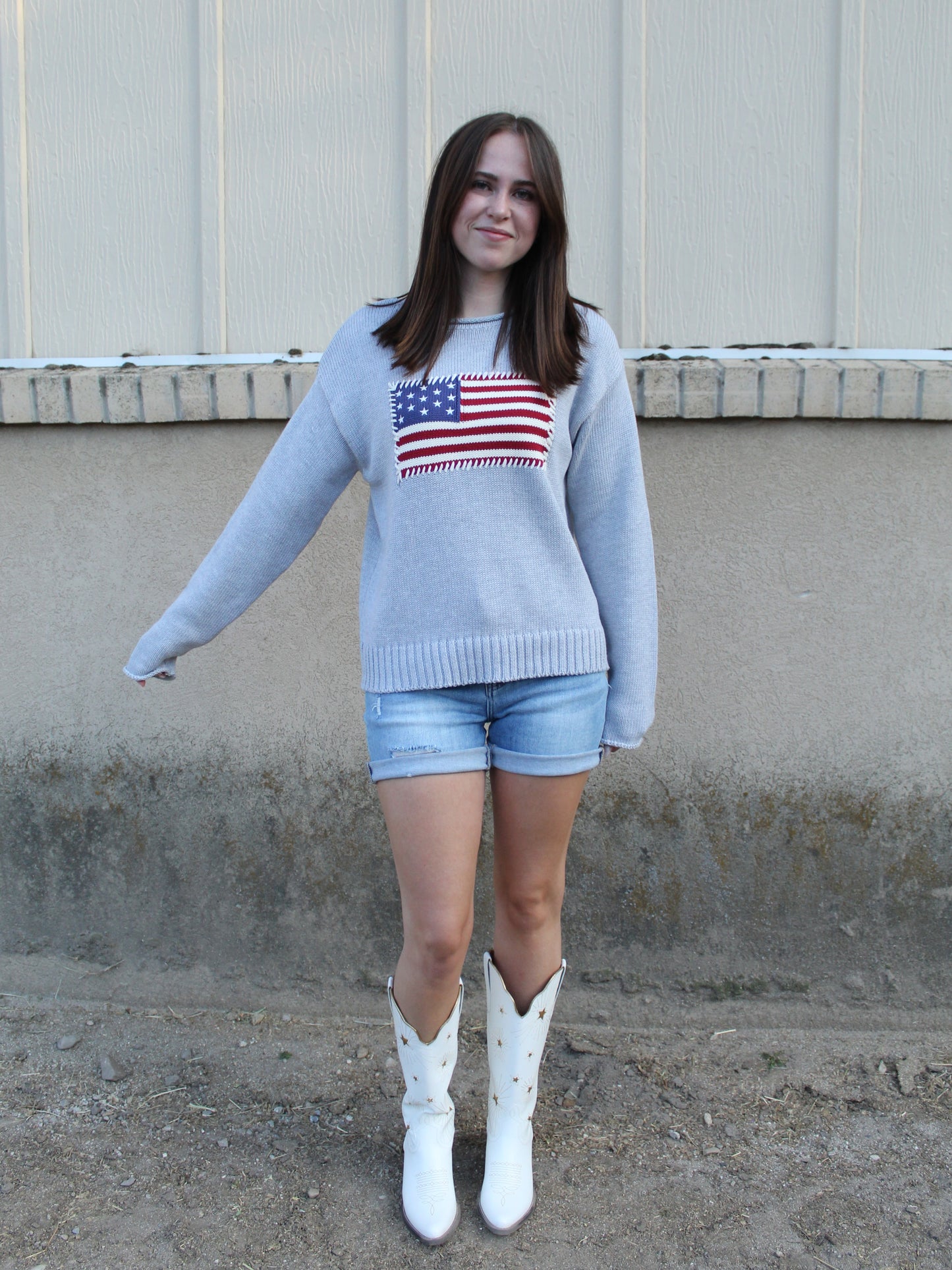 Miss America Top in Mist Gray