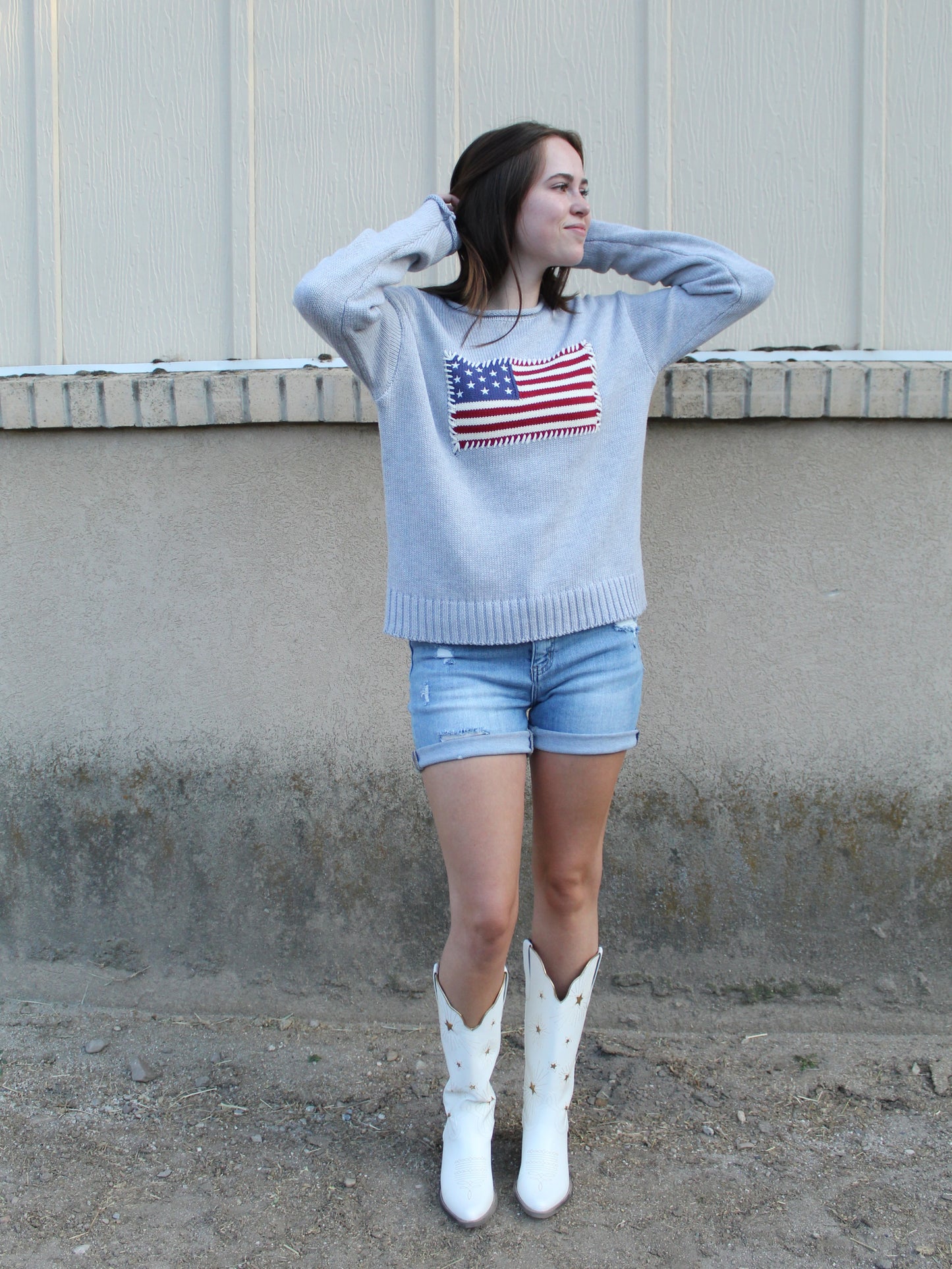 Miss America Top in Mist Gray