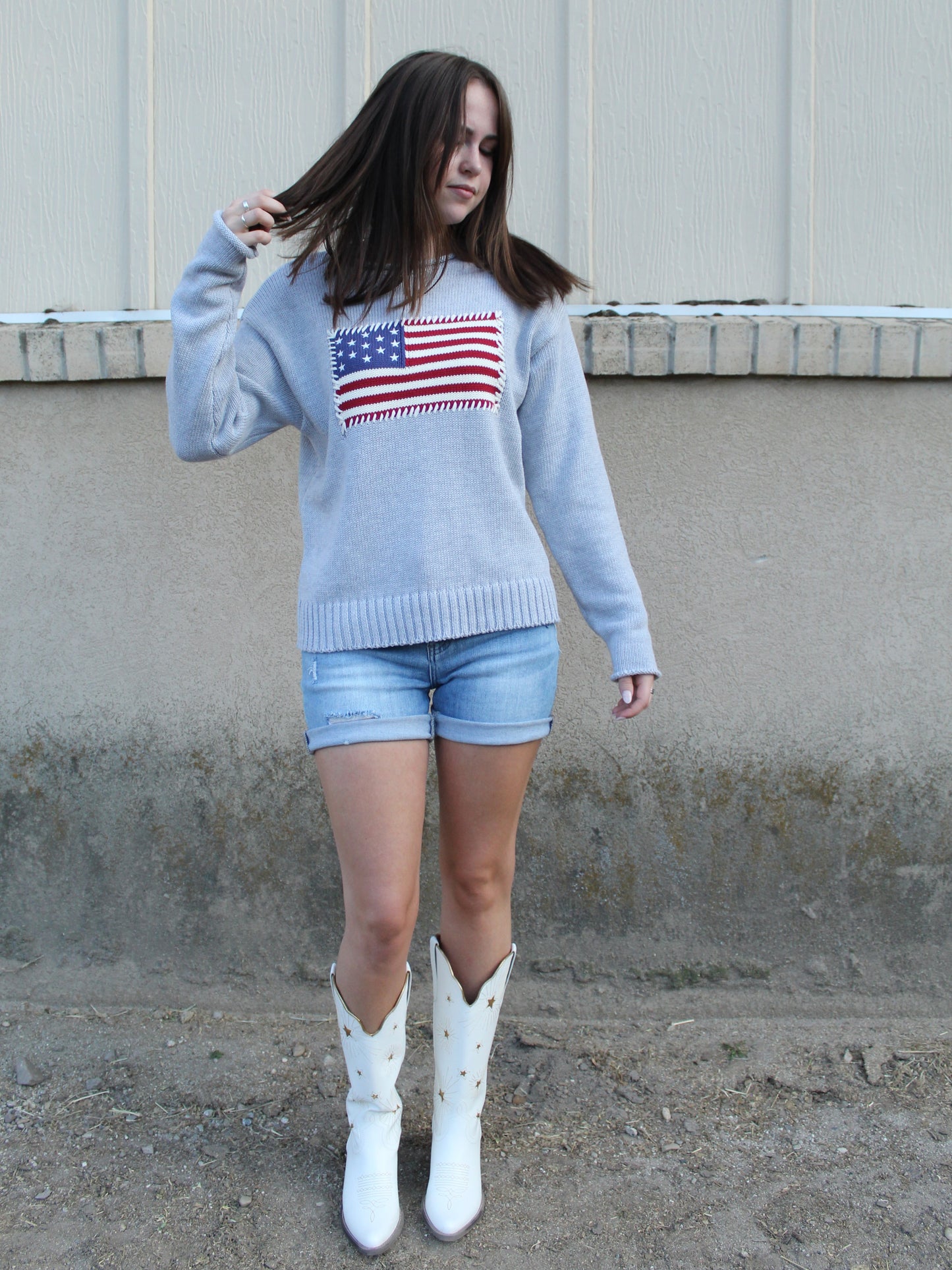 Miss America Top in Mist Gray