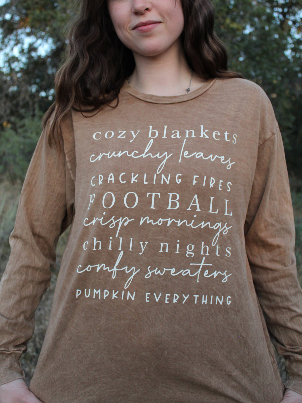 Cozy Season Graphic Long Sleeve Top in Mocha