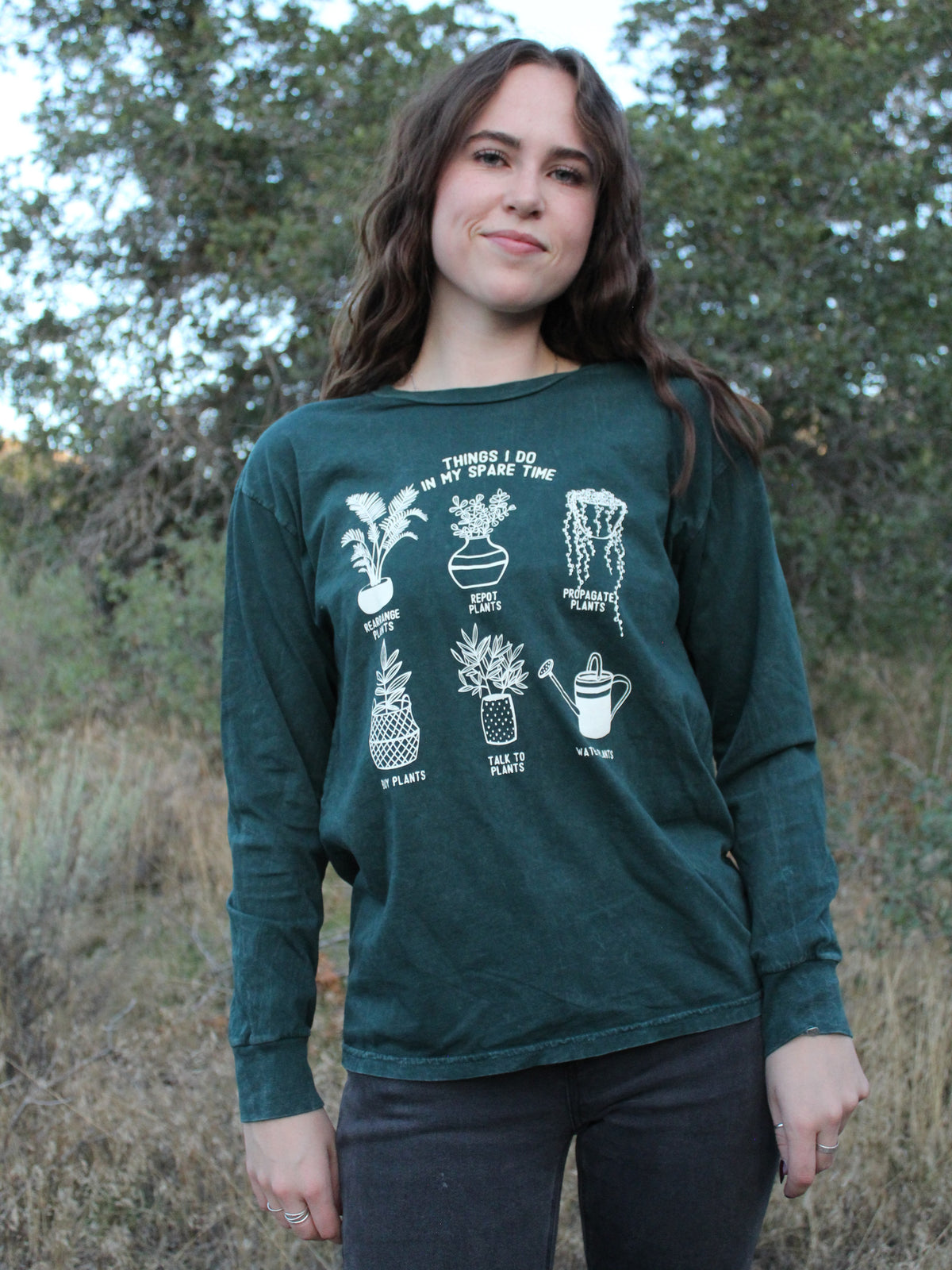 Things I Do in My Spare Time Long Sleeve Forest Green Top